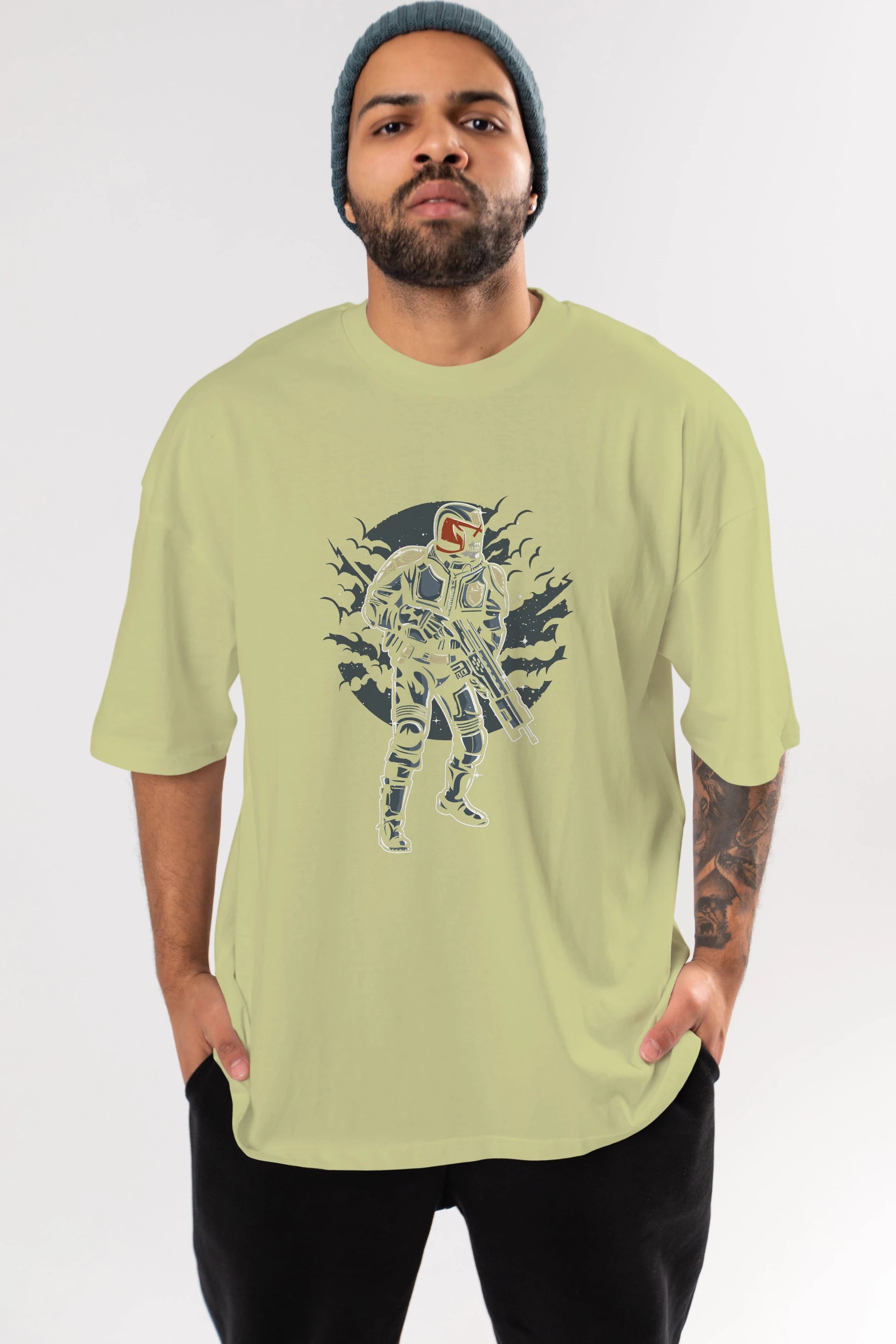 Judge Skull Ön Baskılı Oversize t-shirt Erkek Kadın Unisex %100 Pamuk tişort