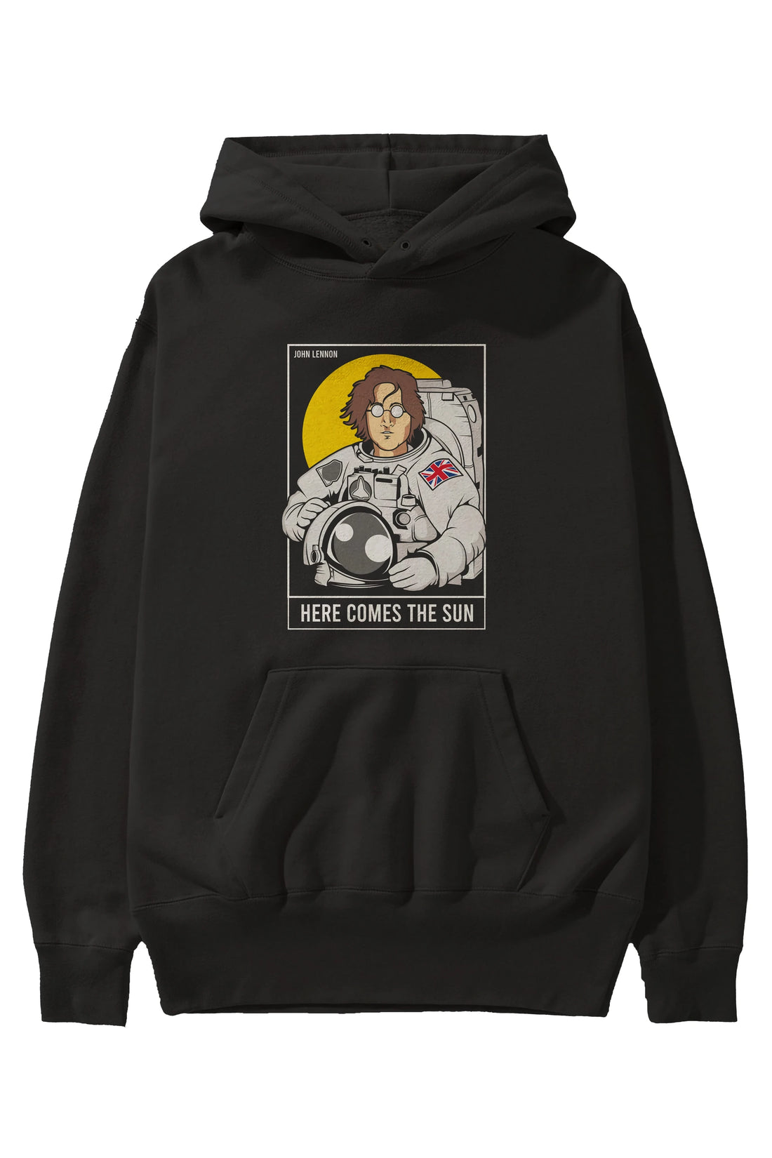 John Lennon Astronot Ön Baskılı Hoodie Oversize Kapüşonlu Sweatshirt Erkek Kadın Unisex