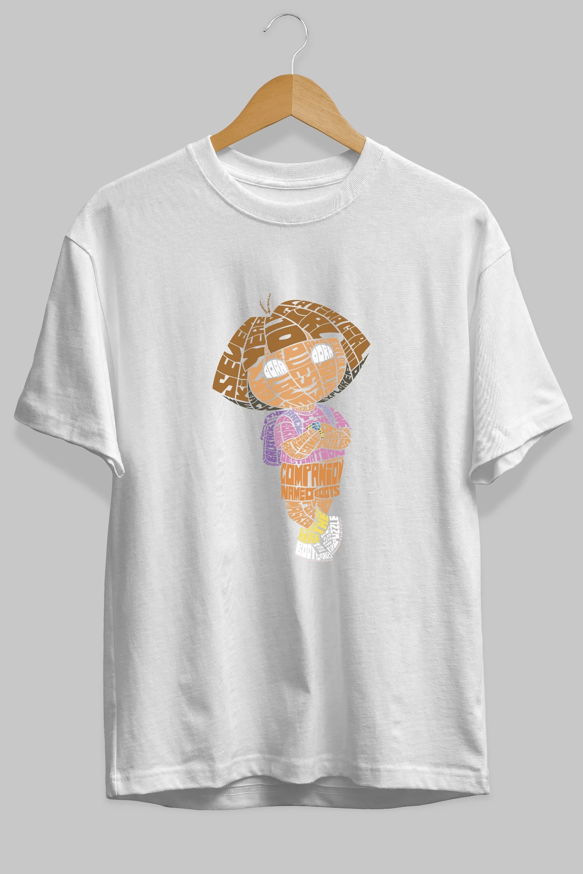Dora Ön Baskılı Oversize t-shirt %100 pamuk Erkek Kadın Unisex
