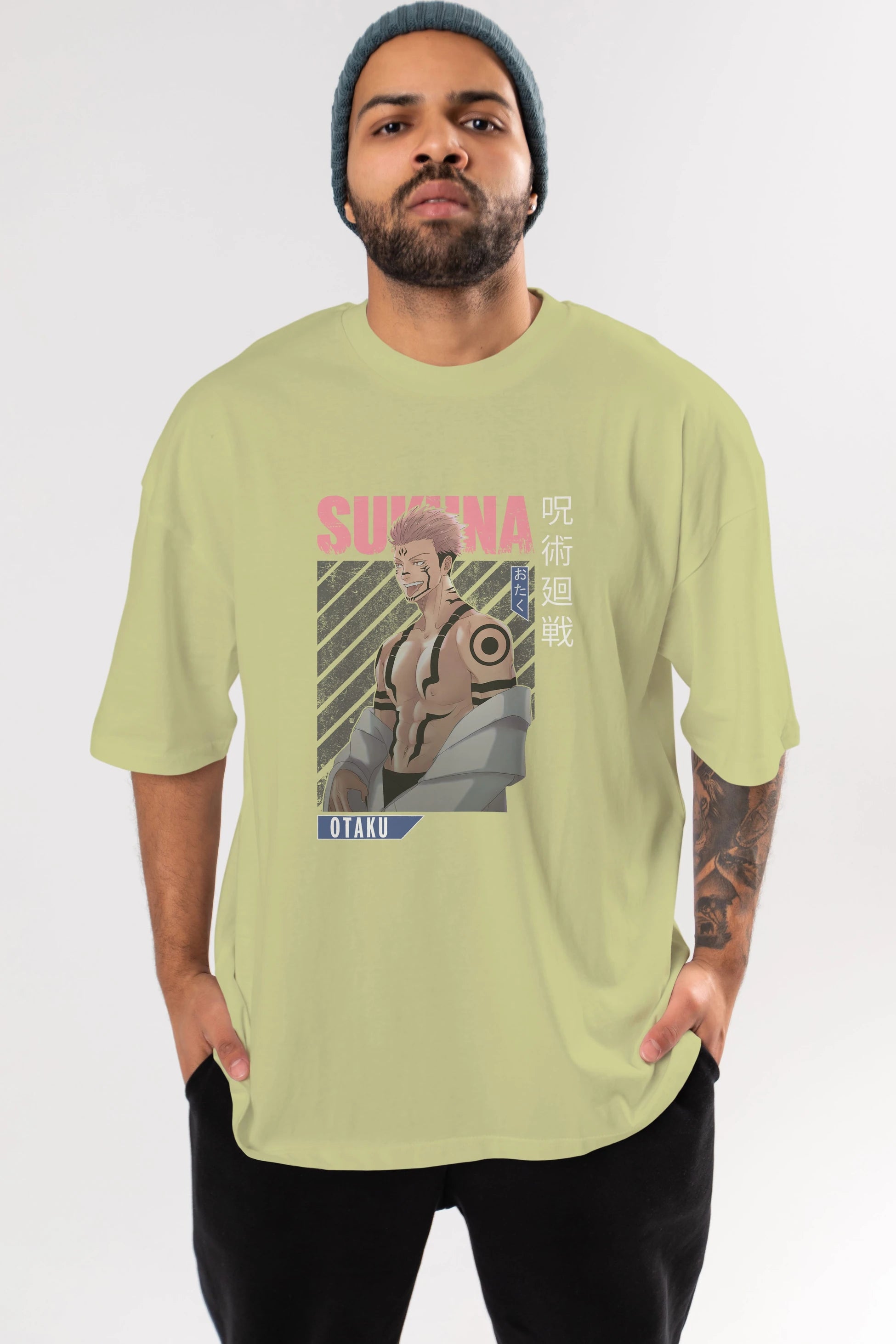 Sukuna Ryoumen Anime Ön Baskılı Oversize t-shirt %100 pamuk Erkek Kadın Unisex