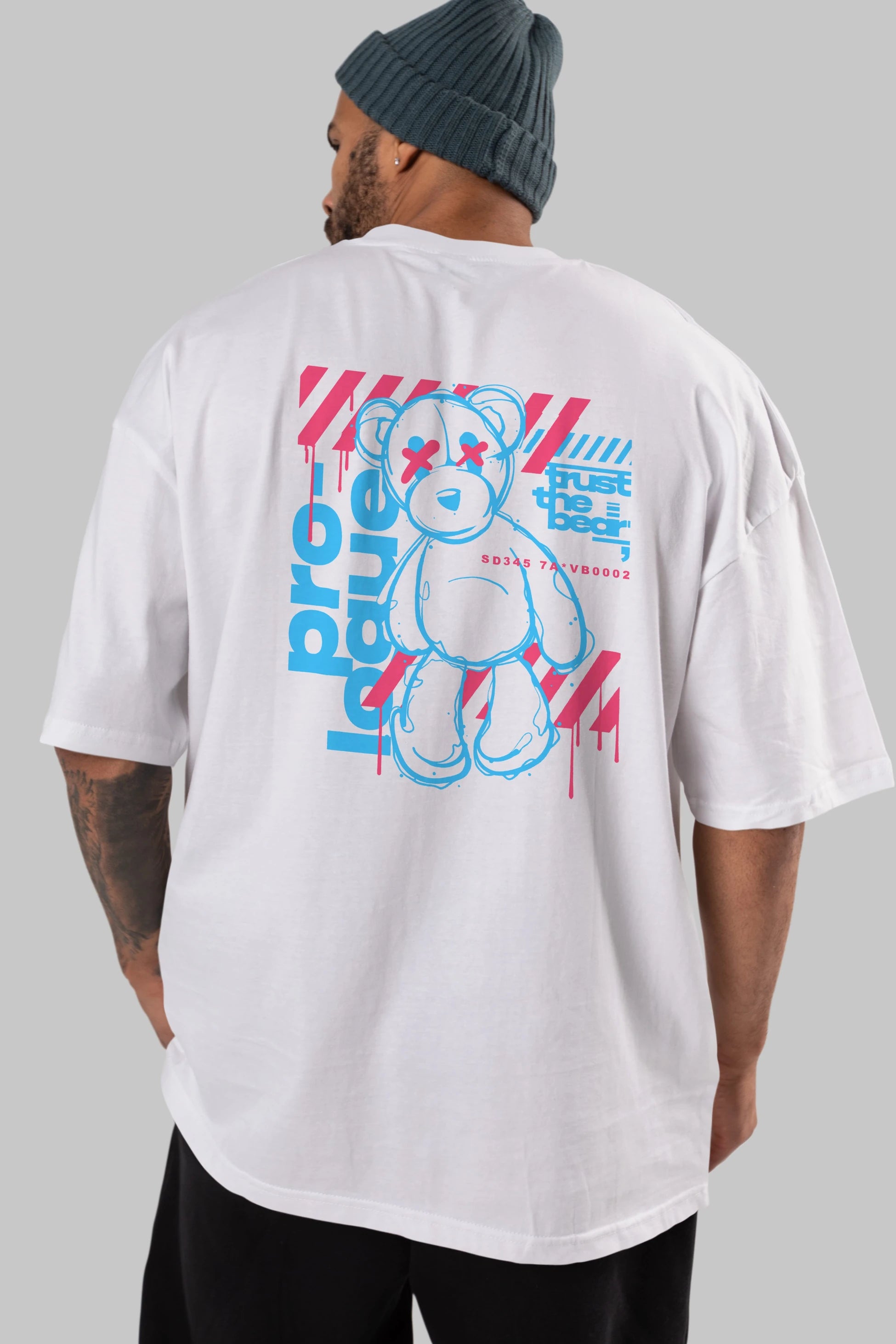 Trust The Bear Arka Baskılı Oversize t-shirt Erkek Kadın Unisex