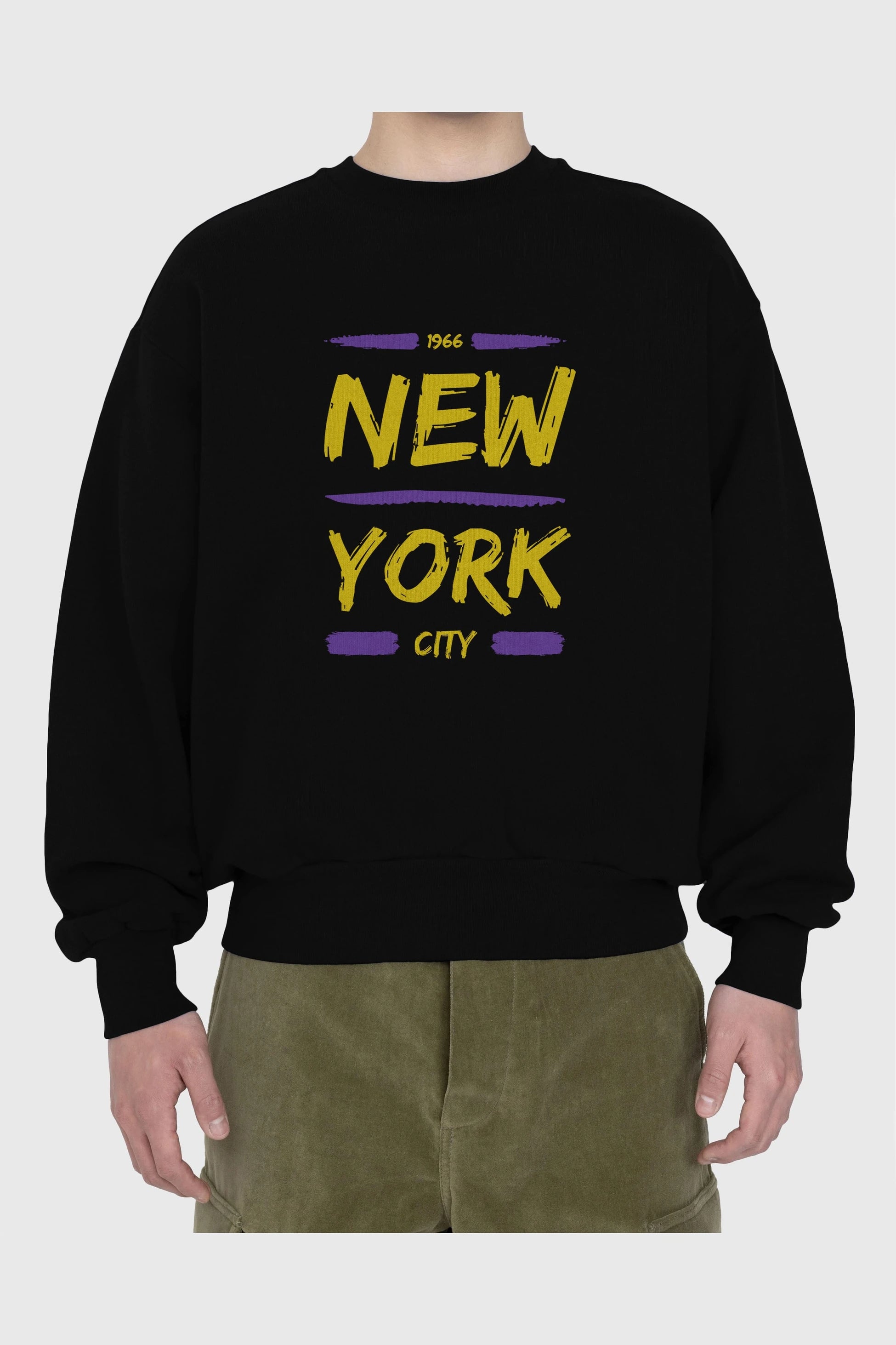 New York City 2 Ön Baskılı Oversize Sweatshirt Erkek Kadın Unisex