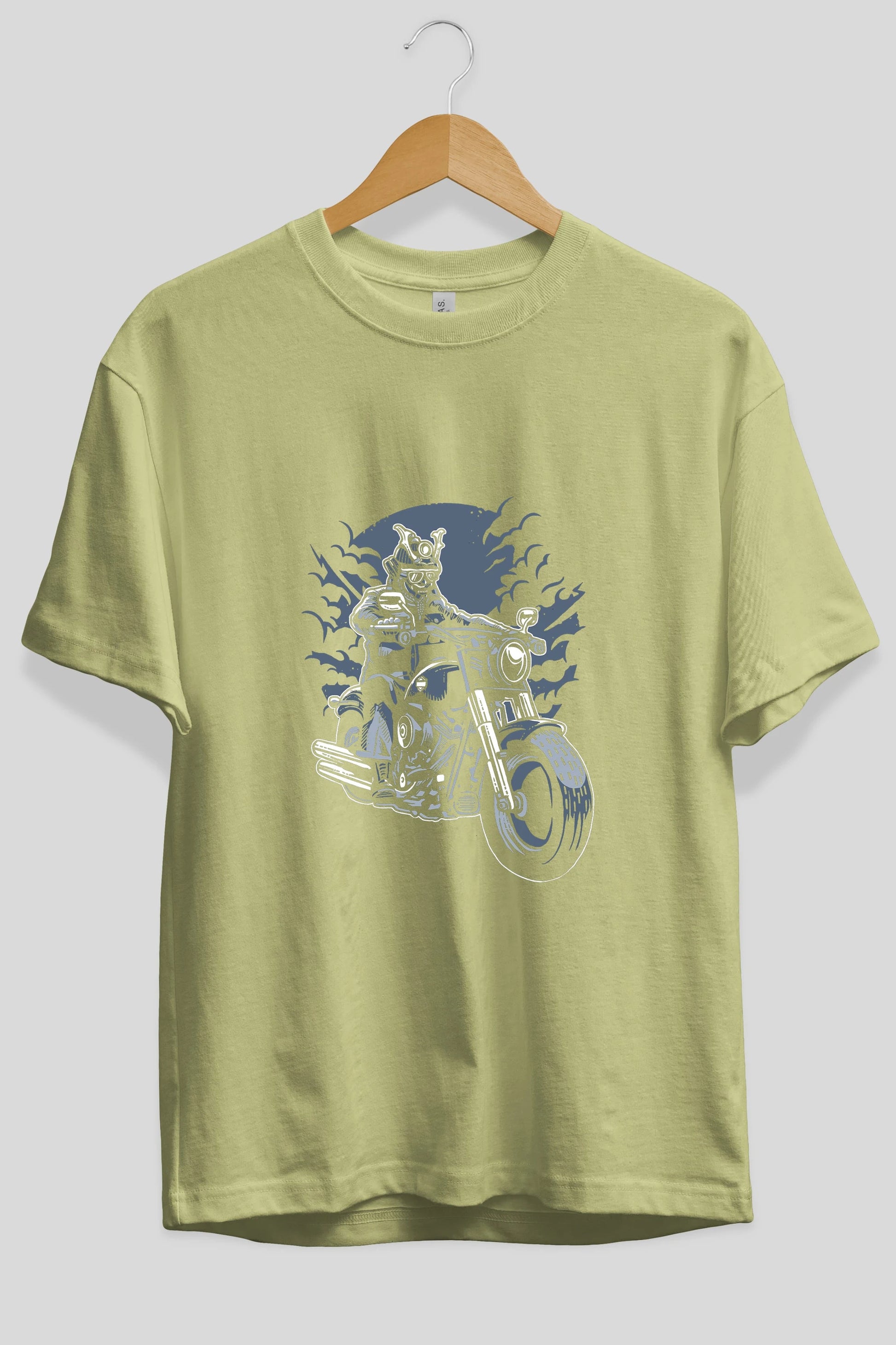 Samurai Ride Ön Baskılı Oversize t-shirt Erkek Kadın Unisex %100 Pamuk tişort