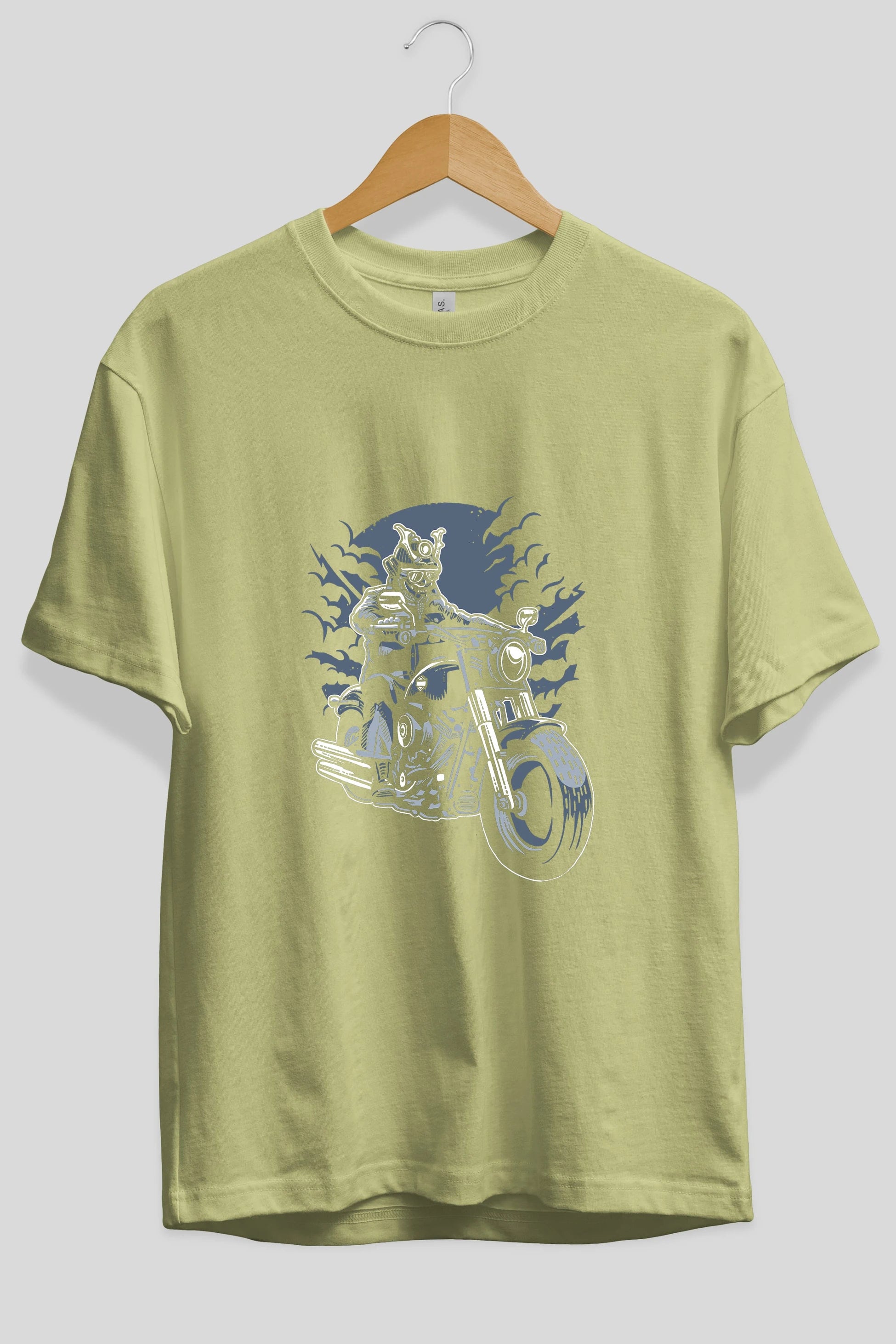 Samurai Ride Ön Baskılı Oversize t-shirt Erkek Kadın Unisex %100 Pamuk tişort