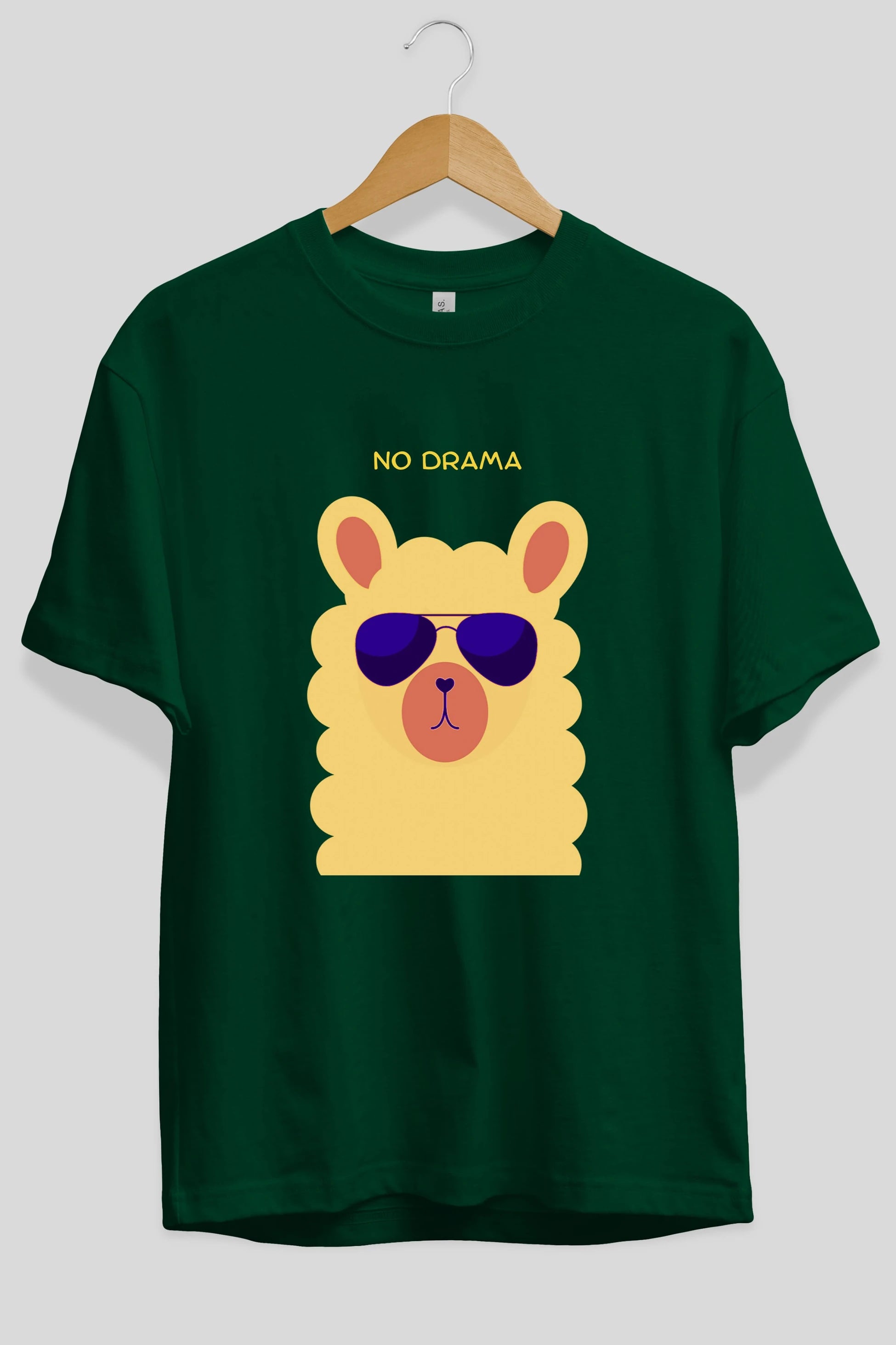 No Drama Yazılı Lama Ön Baskılı Oversize t-shirt Erkek Kadın Unisex