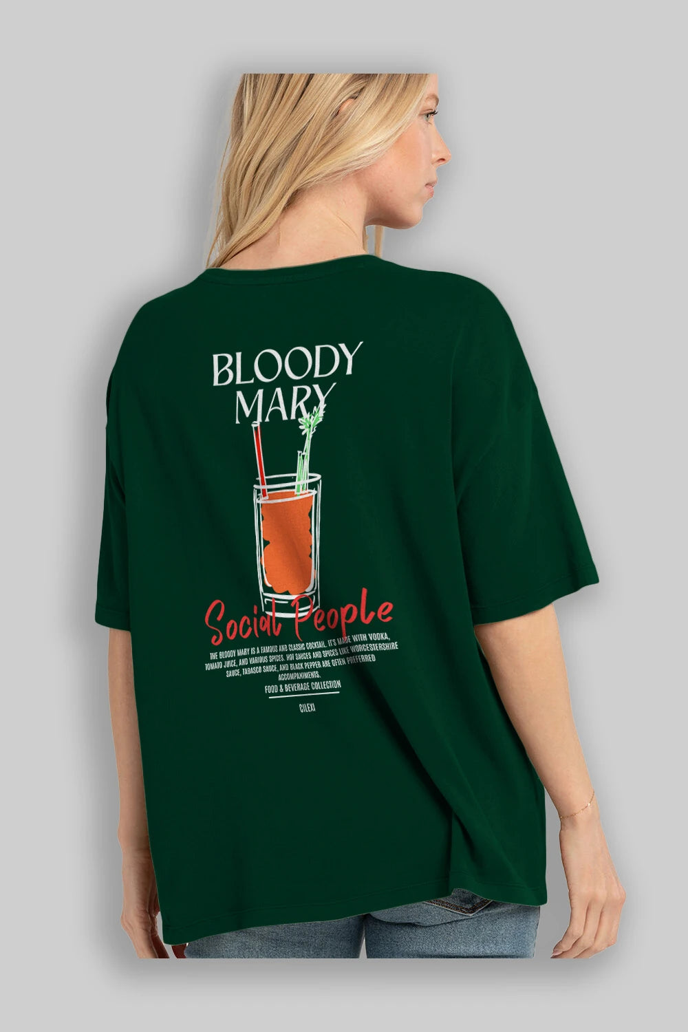 Bloody Mary Kokteyl Serisi Baskılı Oversize t-shirt Erkek Kadın Unisex %100 Pamuk Bisiklet Yaka tişort