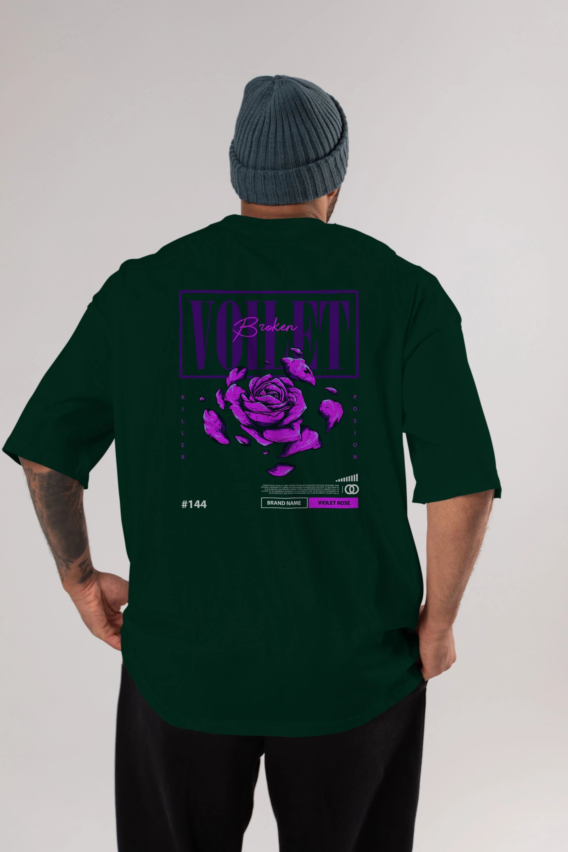 Voilet Broken Arka Baskılı Oversize t-shirt Erkek Kadın Unisex