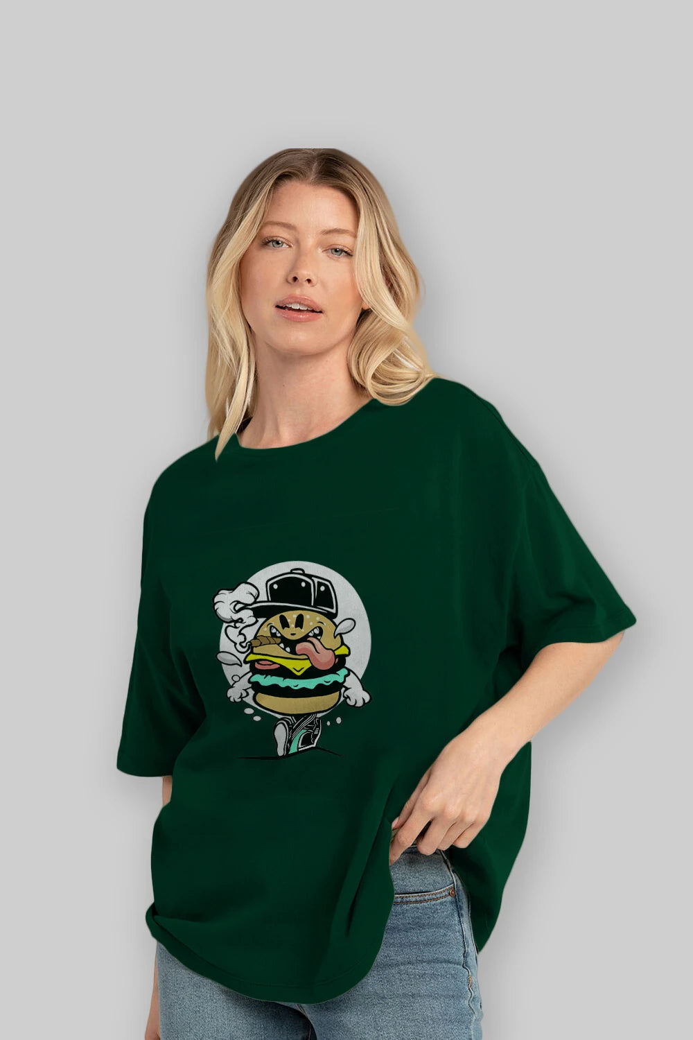 Burger Guy Ön Baskılı Oversize t-shirt Erkek Kadın Unisex %100 Pamuk tişort