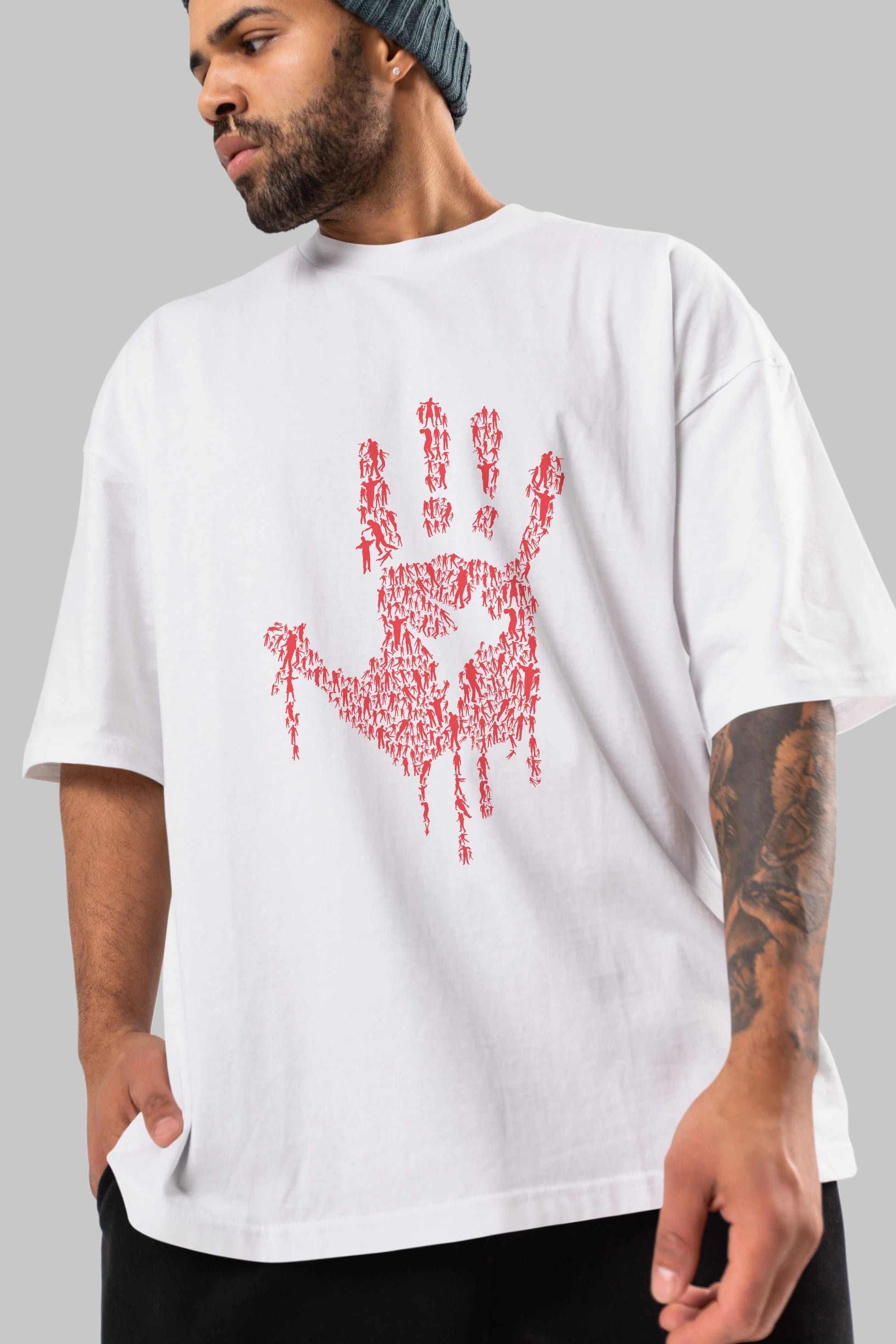 Hand Of Zombies Ön Baskılı Oversize t-shirt %100 pamuk Erkek Kadın Unisex