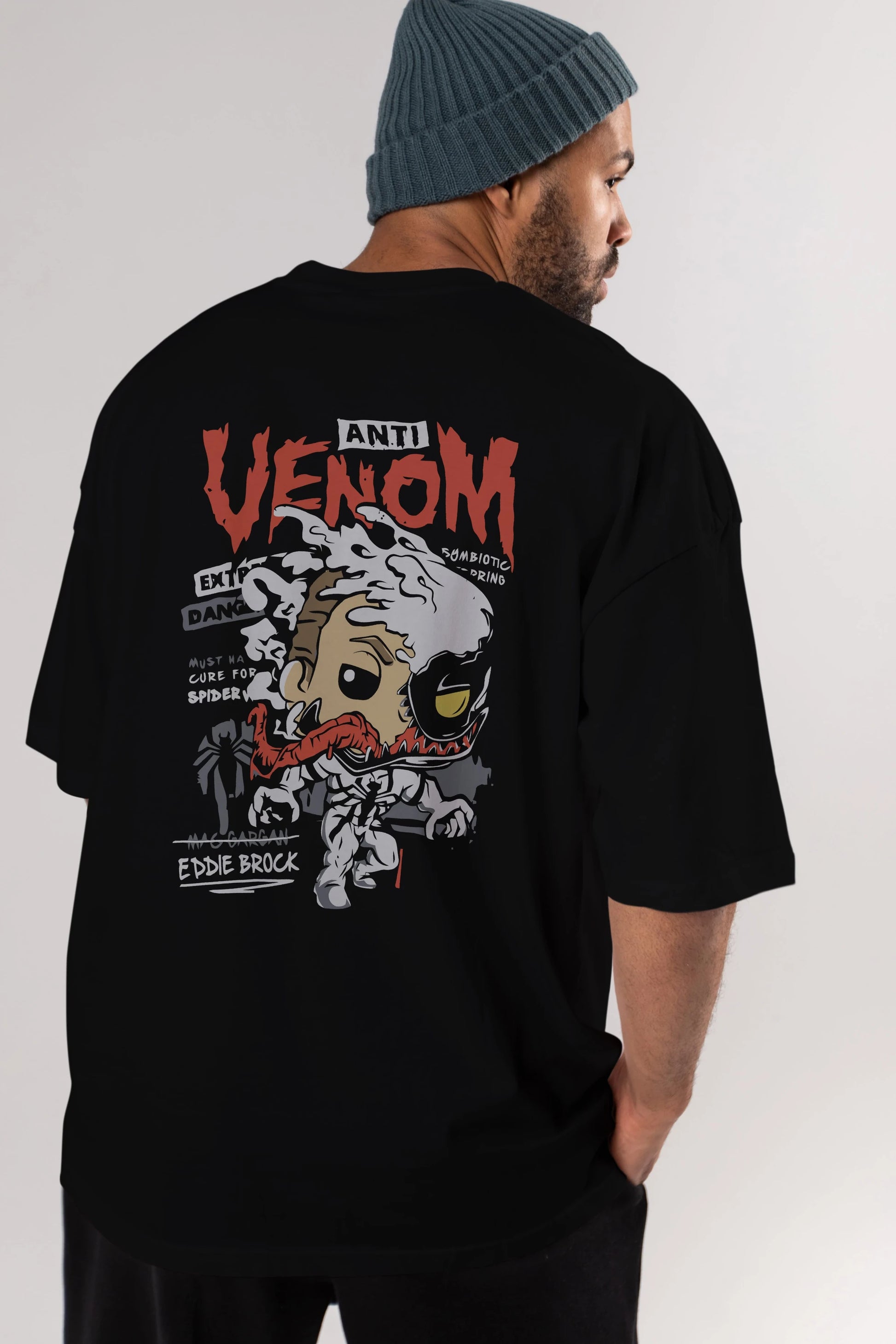 Venom (9) Arka Baskılı Oversize t-shirt Erkek Kadın Unisex %100 Pamuk Bisiklet Yaka tişort