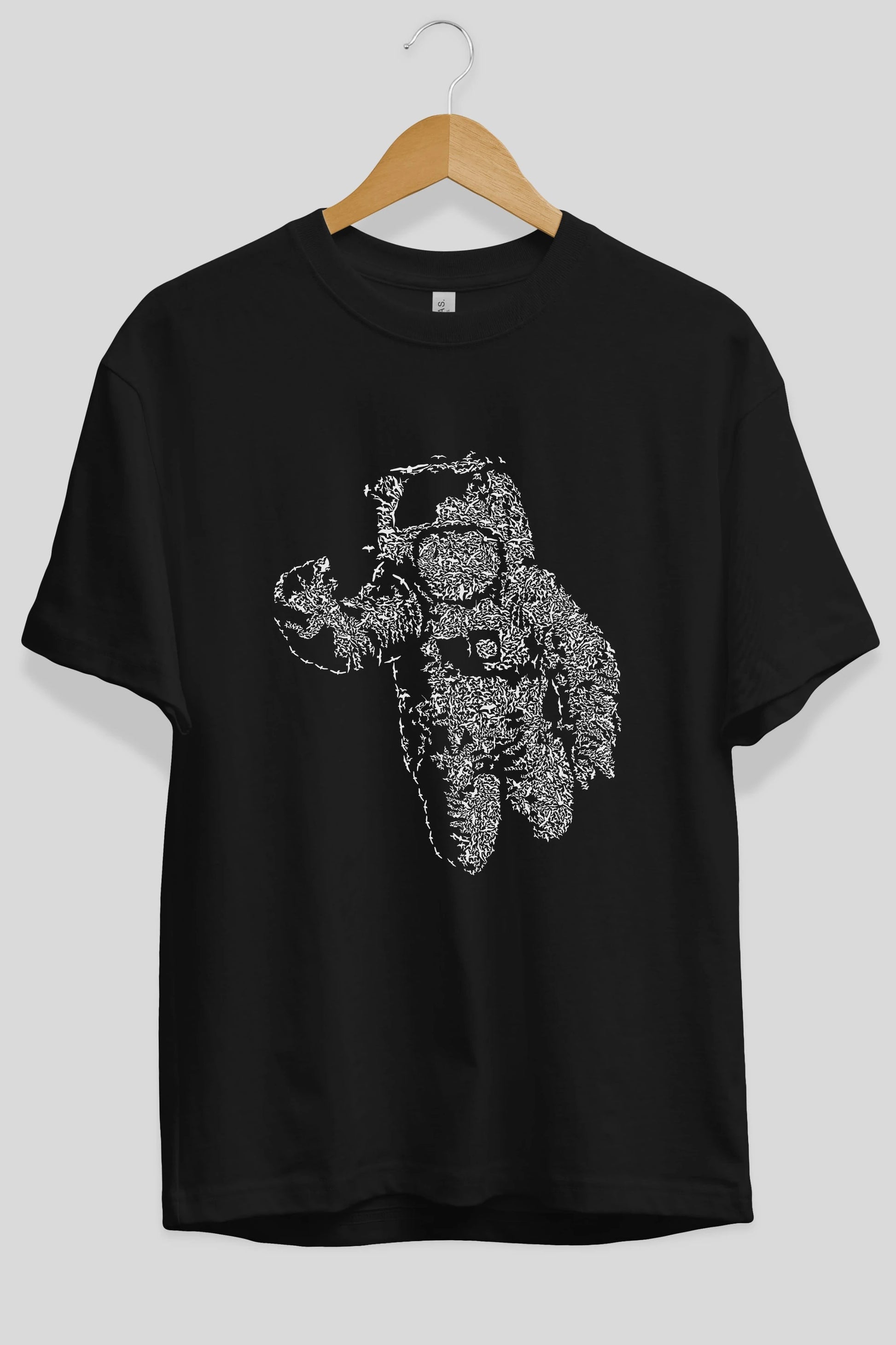 Flying Astronaut Ön Baskılı Oversize t-shirt %100 pamuk Erkek Kadın Unisex
