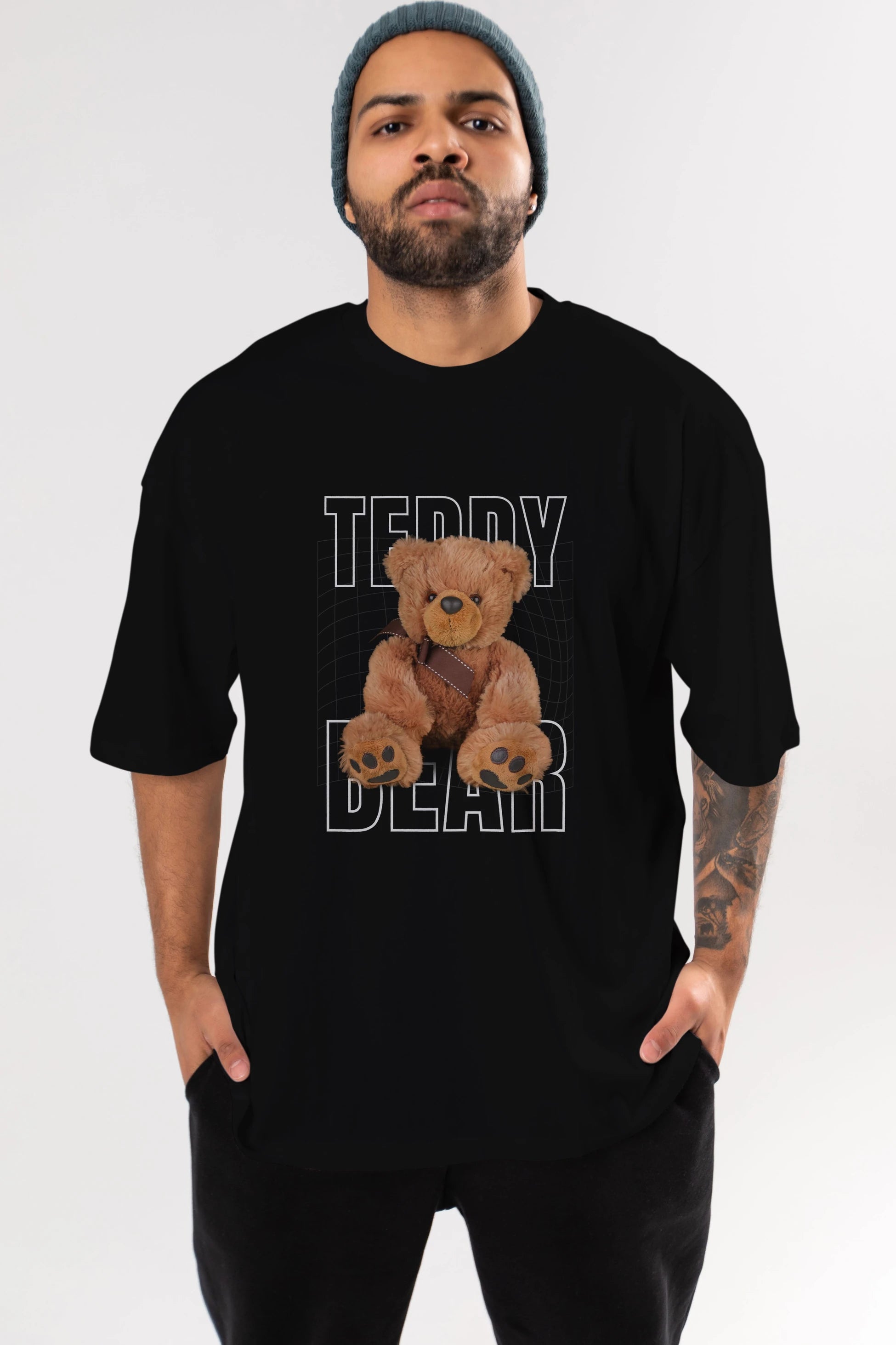 Teddy Bear Yazılı Ön Baskılı Oversize t-shirt Erkek Kadın Unisex
