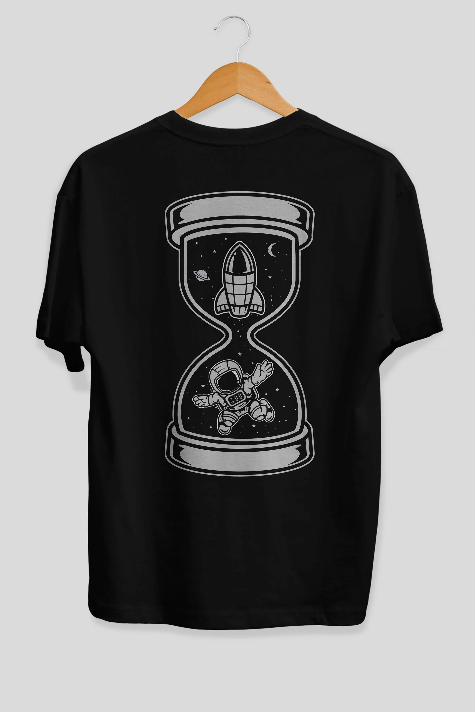 Astronaut Time Arka Baskılı Oversize t-shirt Erkek Kadın Unisex