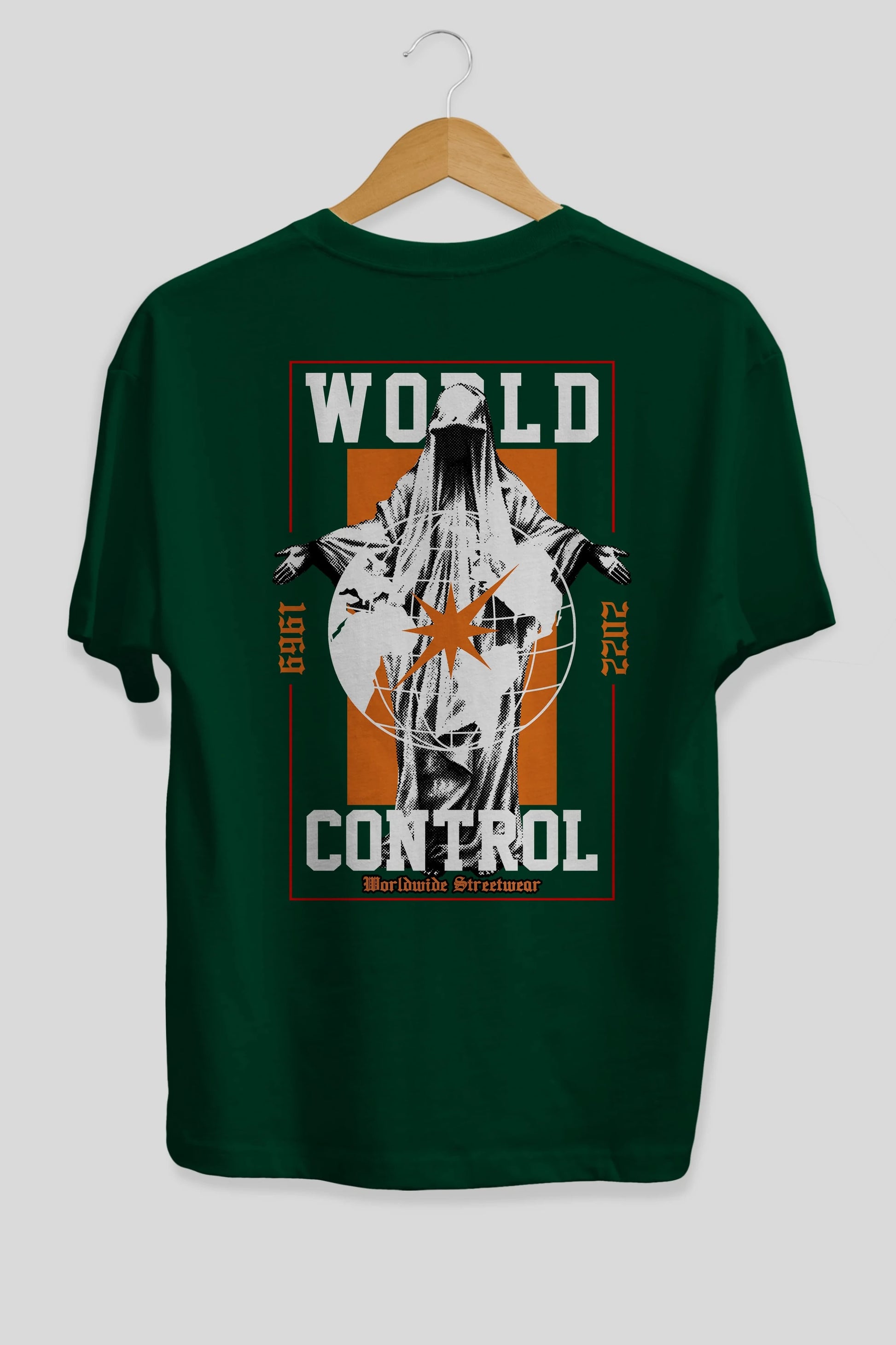 World Control Arka Baskılı Oversize t-shirt Erkek Kadın Unisex