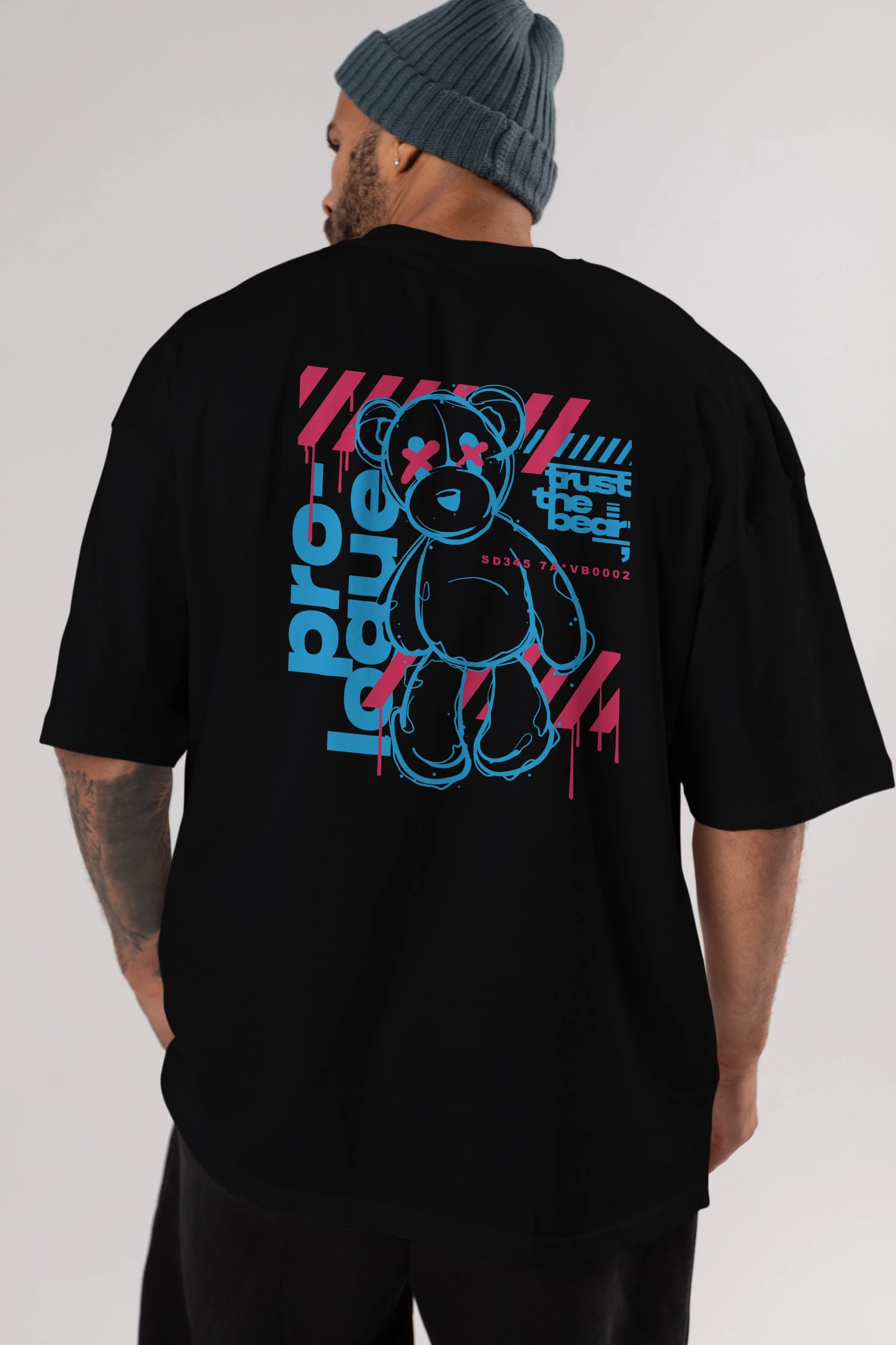 Trust The Bear Arka Baskılı Oversize t-shirt Erkek Kadın Unisex