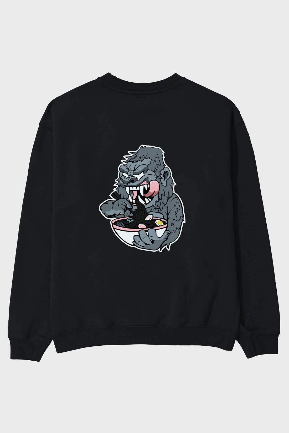 Big Gorilla Ramen Arka Baskılı Oversize Sweatshirt Erkek Kadın Unisex