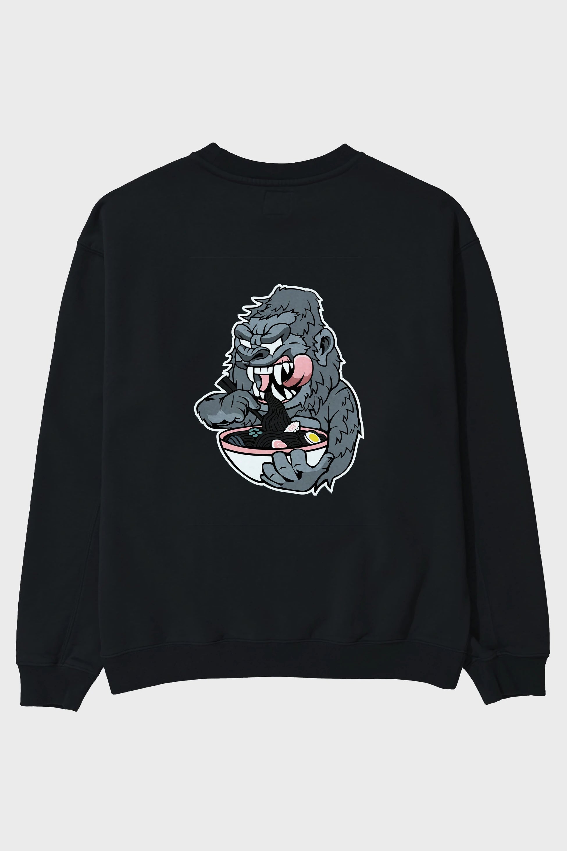 Big Gorilla Ramen Arka Baskılı Oversize Sweatshirt Erkek Kadın Unisex