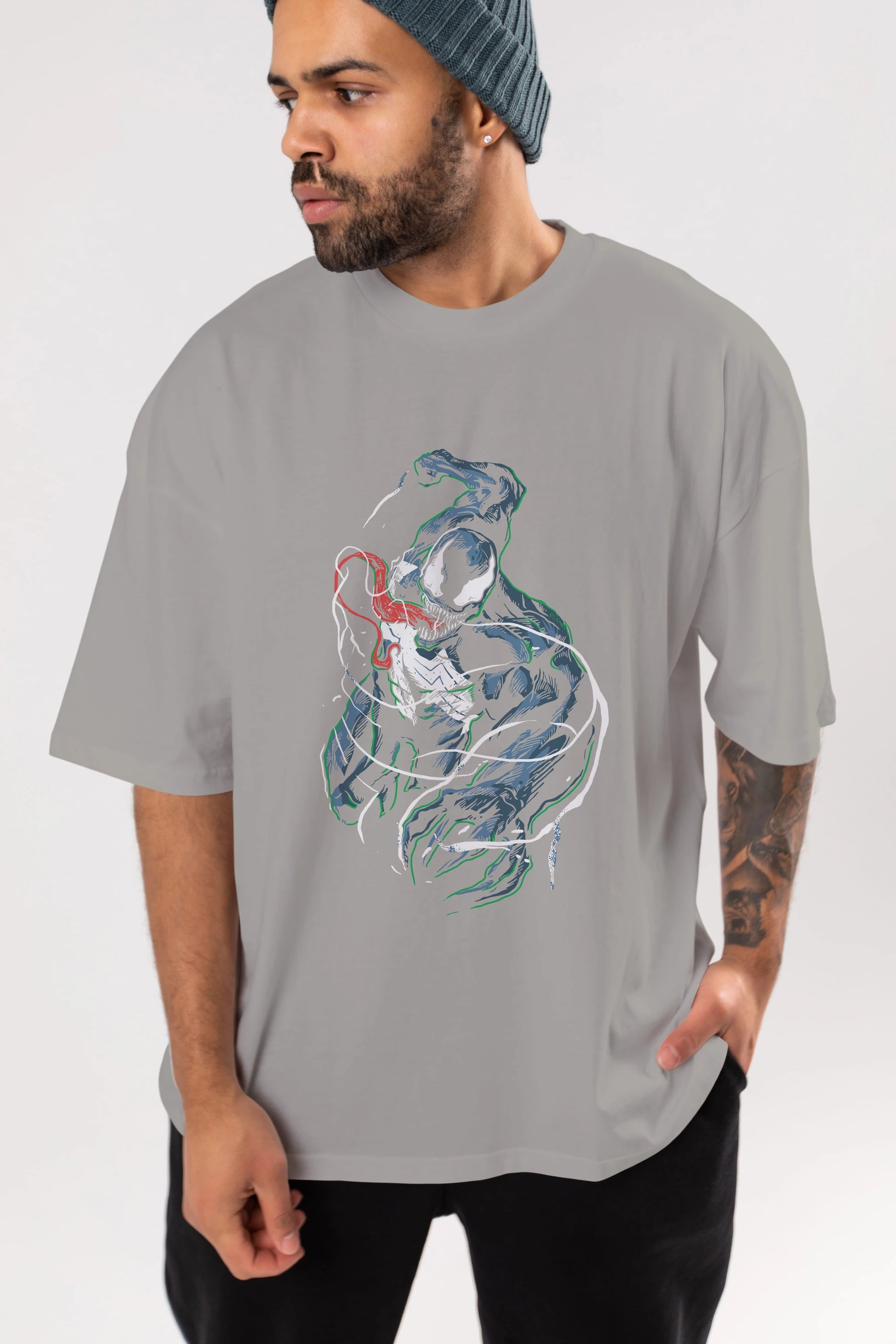 Venom (5) Ön Baskılı Oversize t-shirt Erkek Kadın Unisex %100 Pamuk Bisiklet Yaka tişort