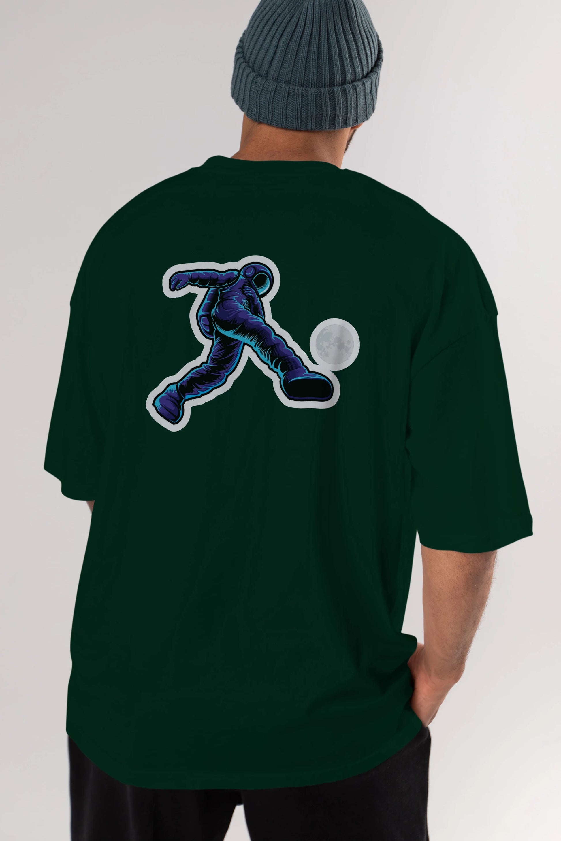 Astroball in Space Sticker Arka Baskılı Oversize t-shirt Erkek Kadın Unisex