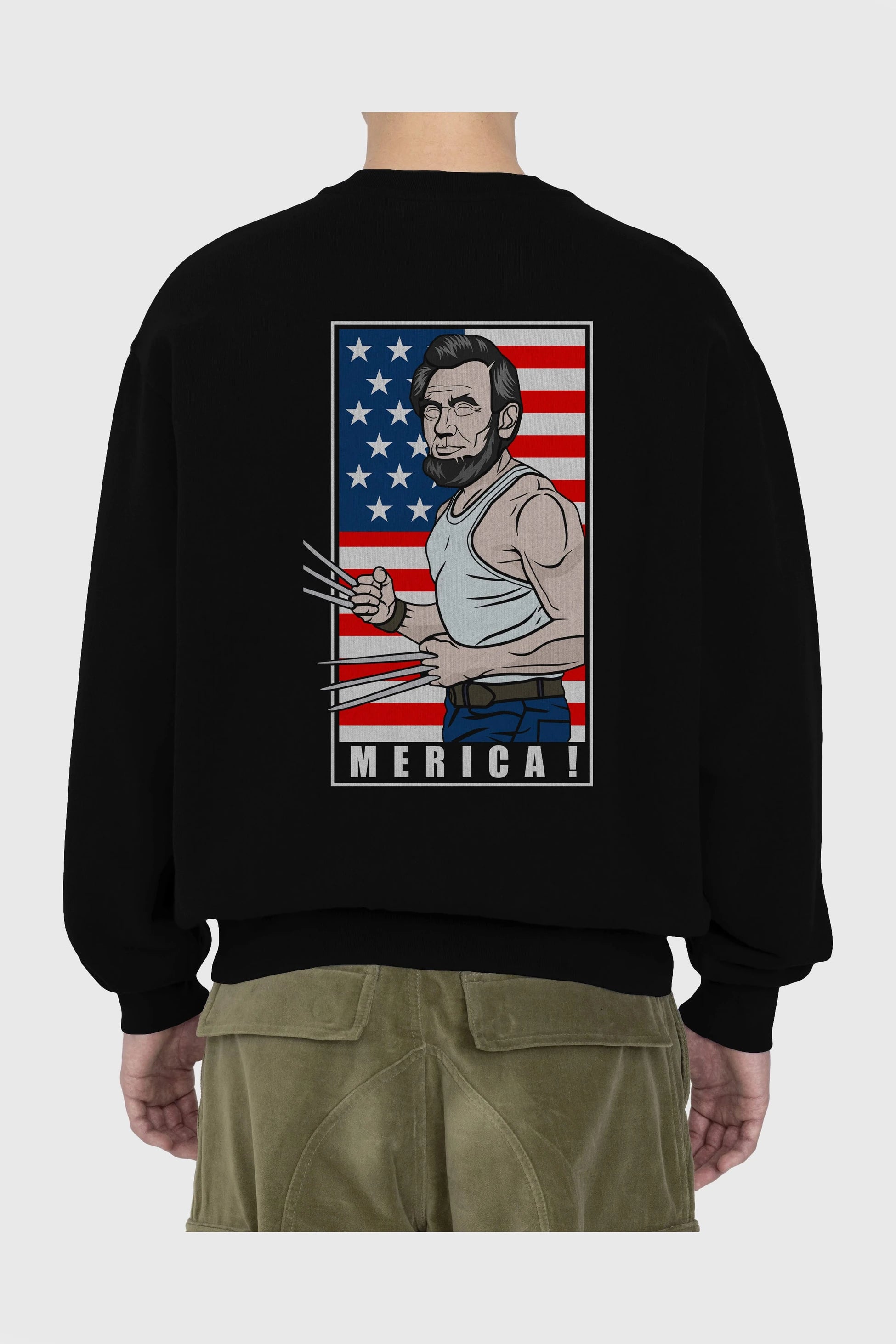 Wolverlincoln Arka Baskılı Oversize Sweatshirt Erkek Kadın Unisex