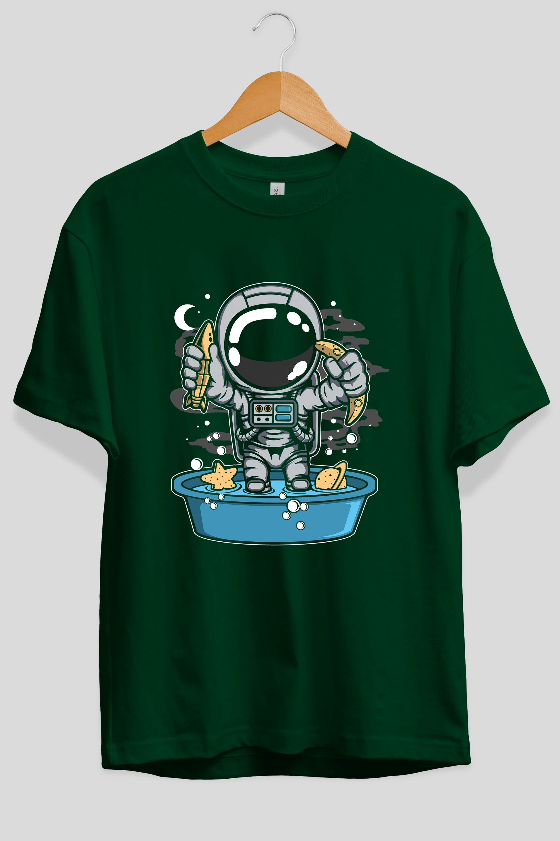Astronaut Bath Tub Ön Baskılı Oversize t-shirt Erkek Kadın Unisex