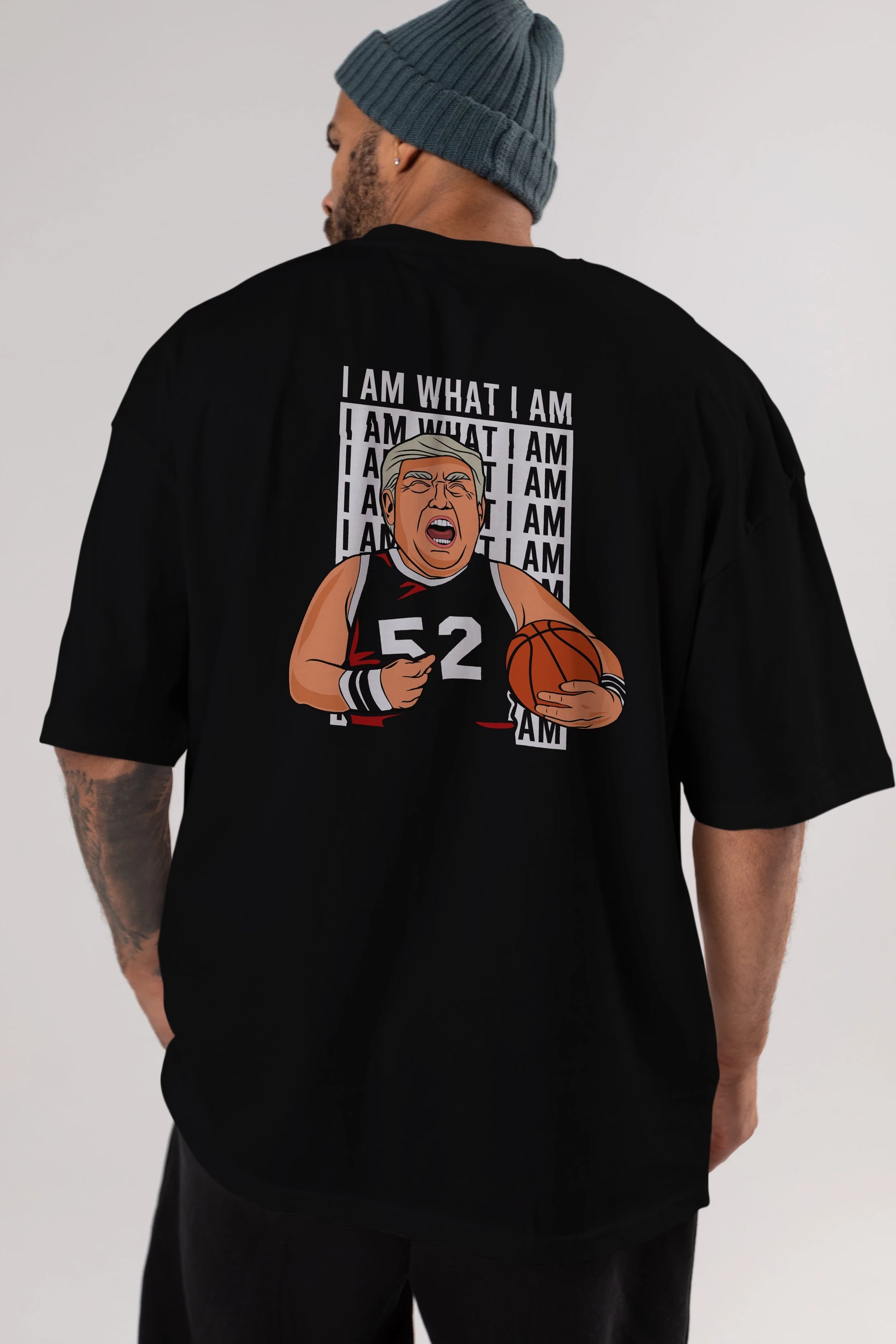 Trump Basketball Arka Baskılı Oversize t-shirt Erkek Kadın Unisex %100 Pamuk tişort