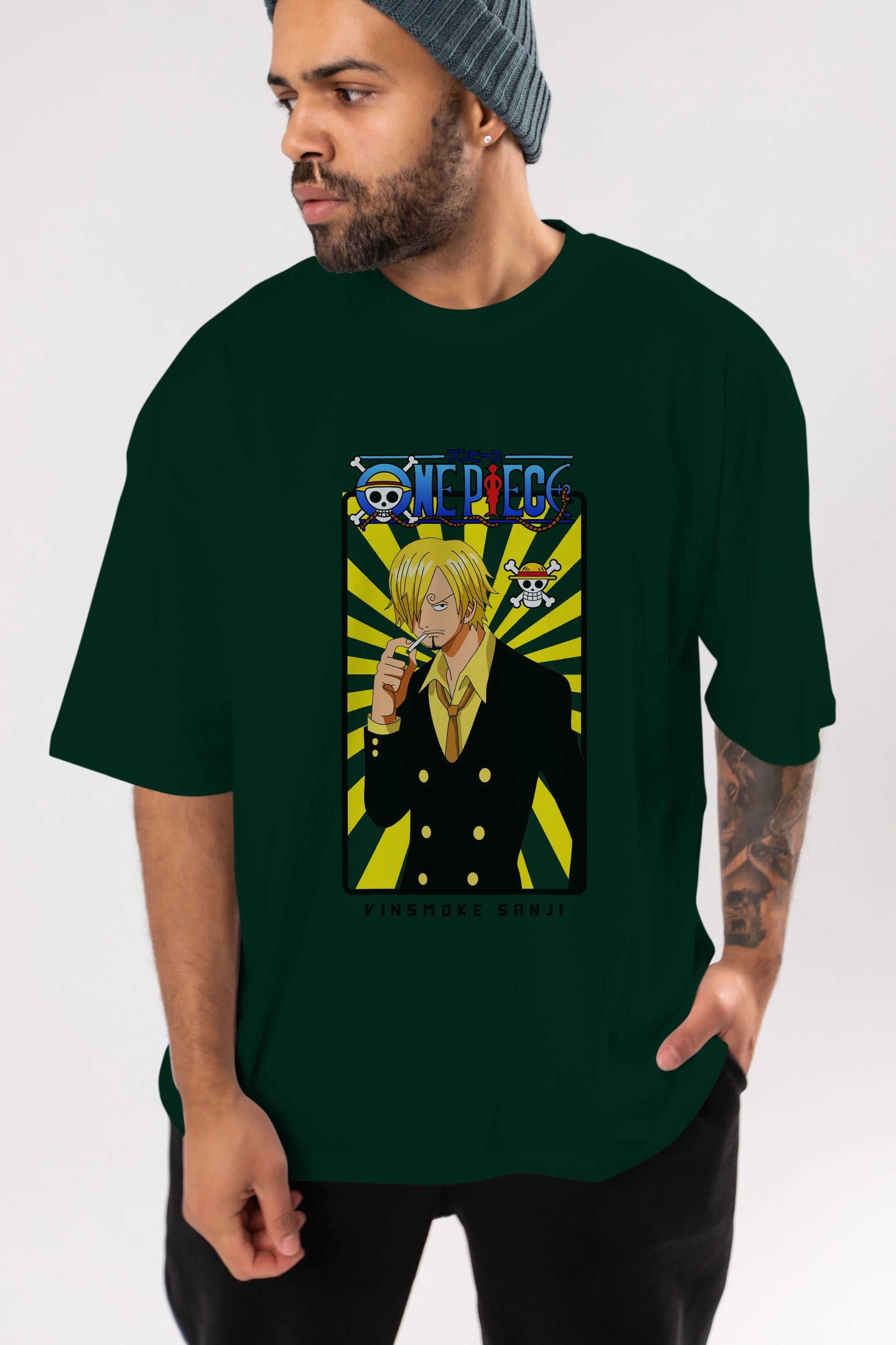 Sanji 4 Anime Ön Baskılı Oversize t-shirt Erkek Kadın Unisex