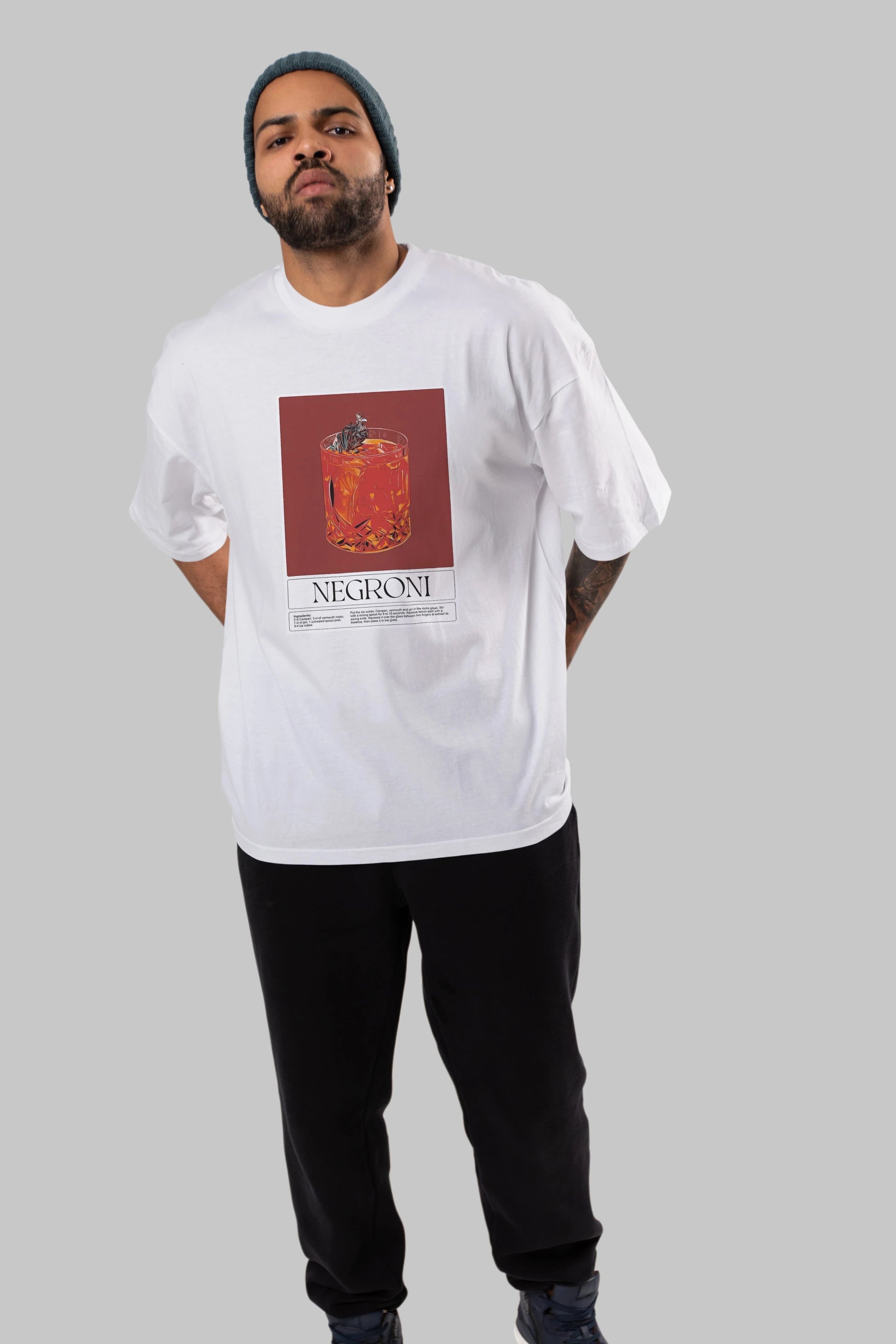 Negroni 2 Ön Baskılı Oversize t-shirt Erkek Kadın Unisex %100 Pamuk Bisiklet Yaka tişort