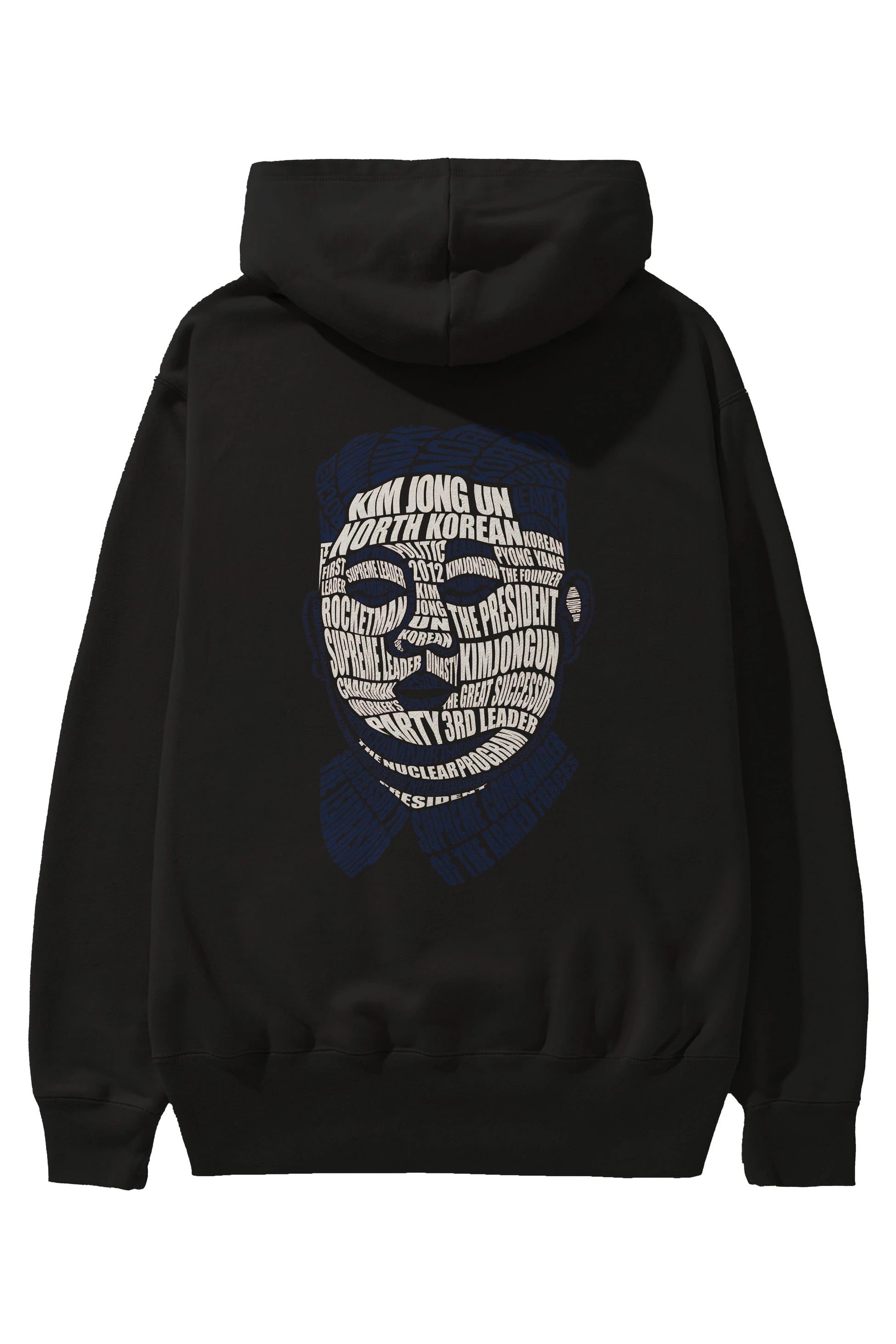 Kim Jong Un Calligram Arka Baskılı Hoodie Oversize Kapüşonlu Sweatshirt Erkek Kadın Unisex
