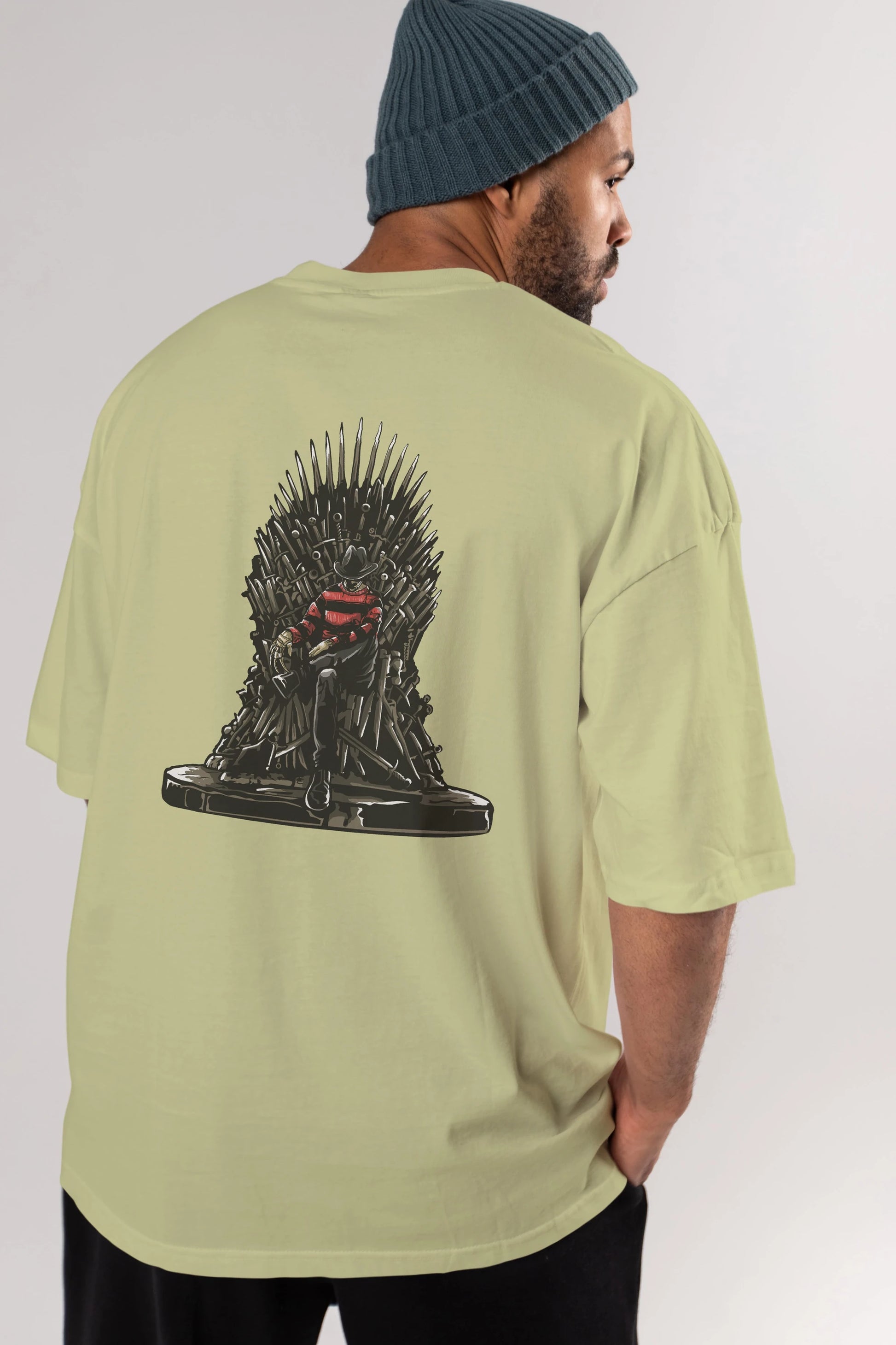 Nightmare Throne Arka Baskılı Oversize t-shirt Erkek Kadın Unisex %100 Pamuk