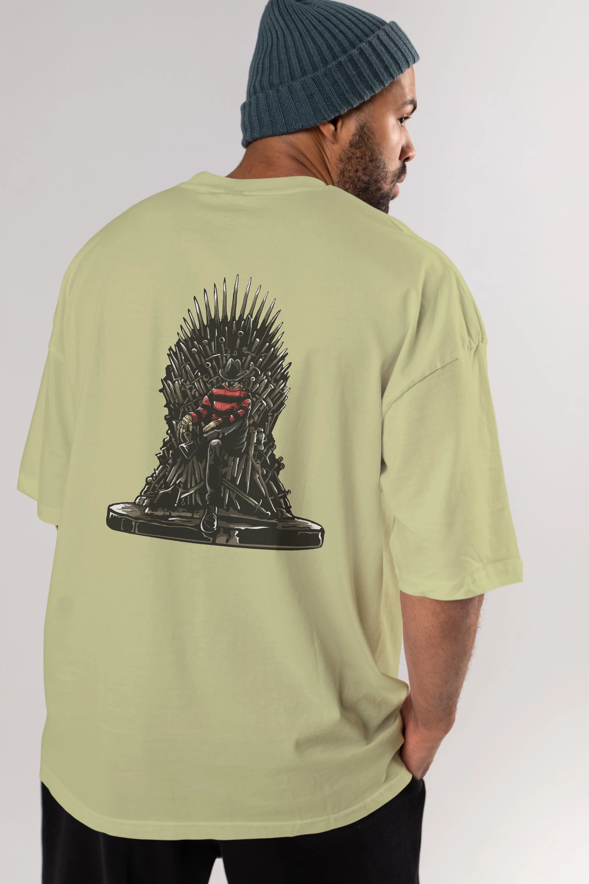 Nightmare Throne Arka Baskılı Oversize t-shirt Erkek Kadın Unisex %100 Pamuk