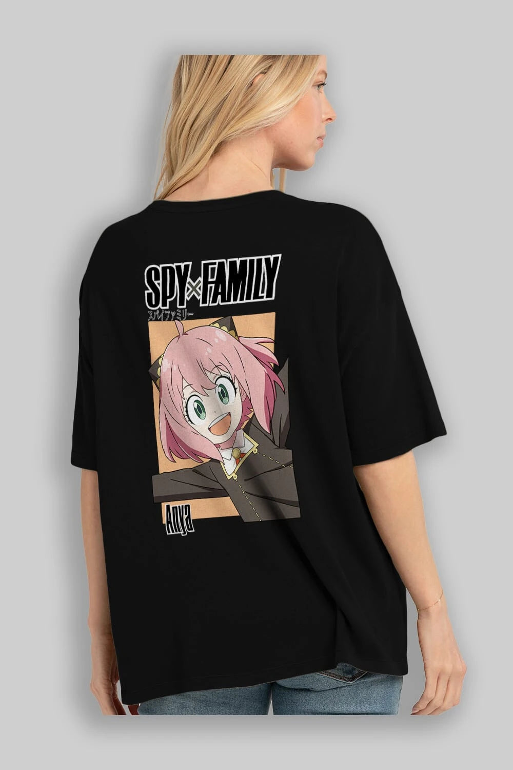 SPY X FAMILY Anya Anime Arka Baskılı Oversize t-shirt Erkek Kadın Unisex
