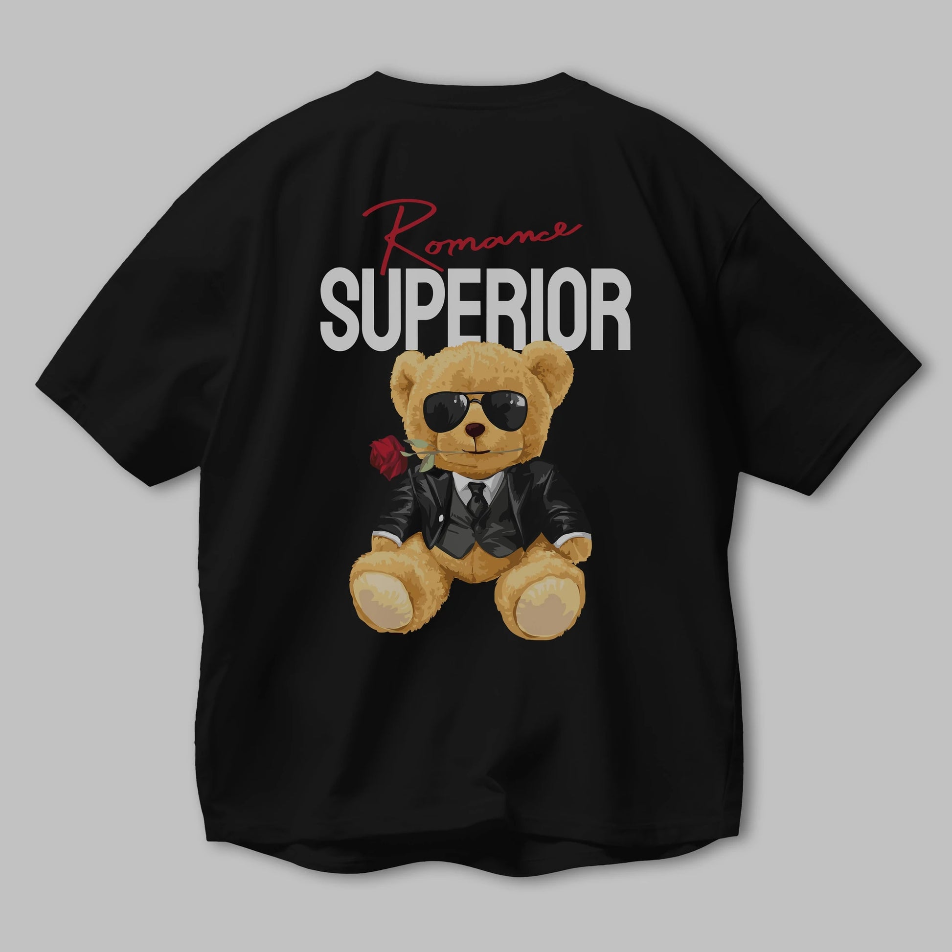 Teddy Bear Romance Superior Arka Baskılı Oversize t-shirt Erkek Kadın Unisex %100 Pamuk