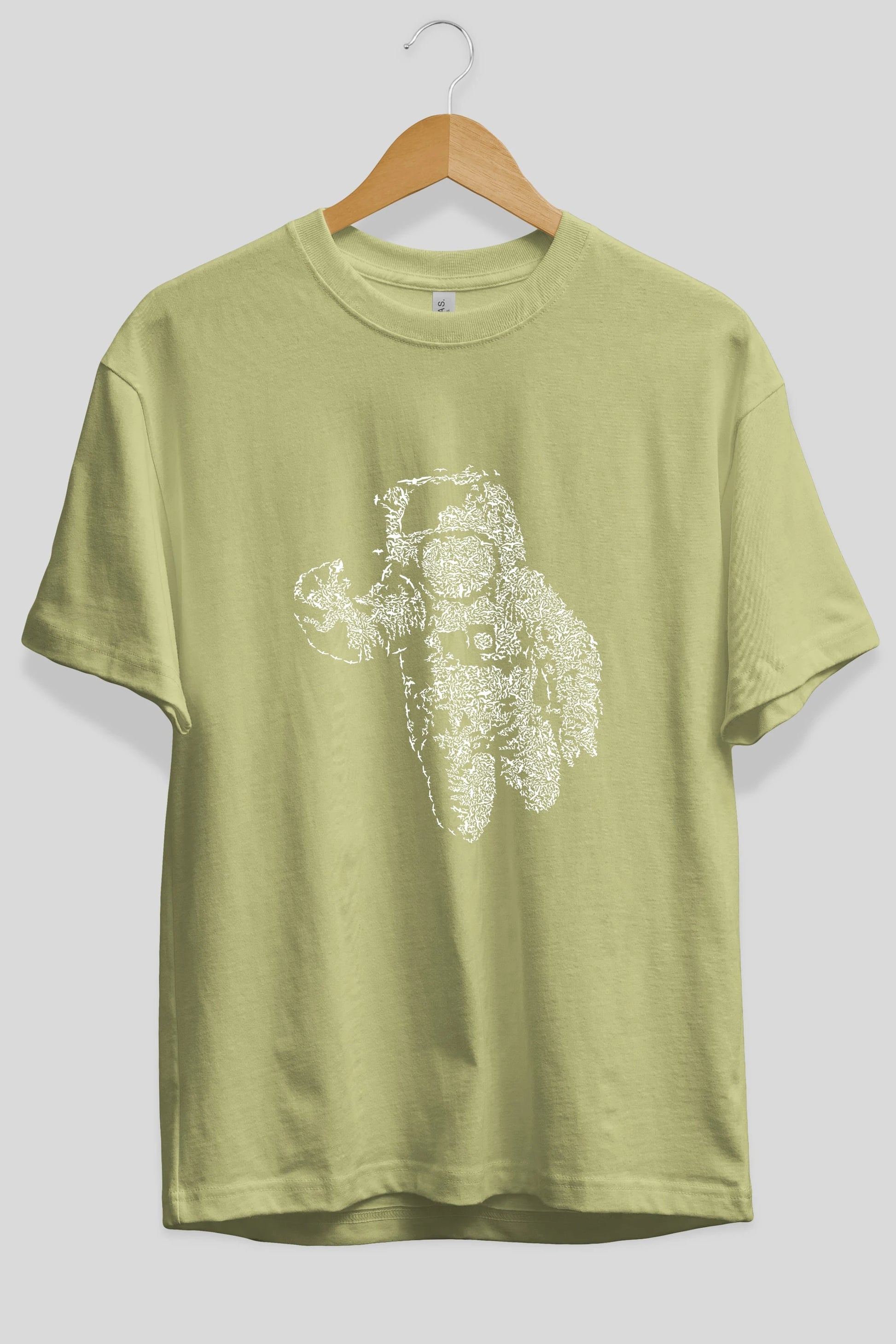 Flying Astronaut Ön Baskılı Oversize t-shirt %100 pamuk Erkek Kadın Unisex
