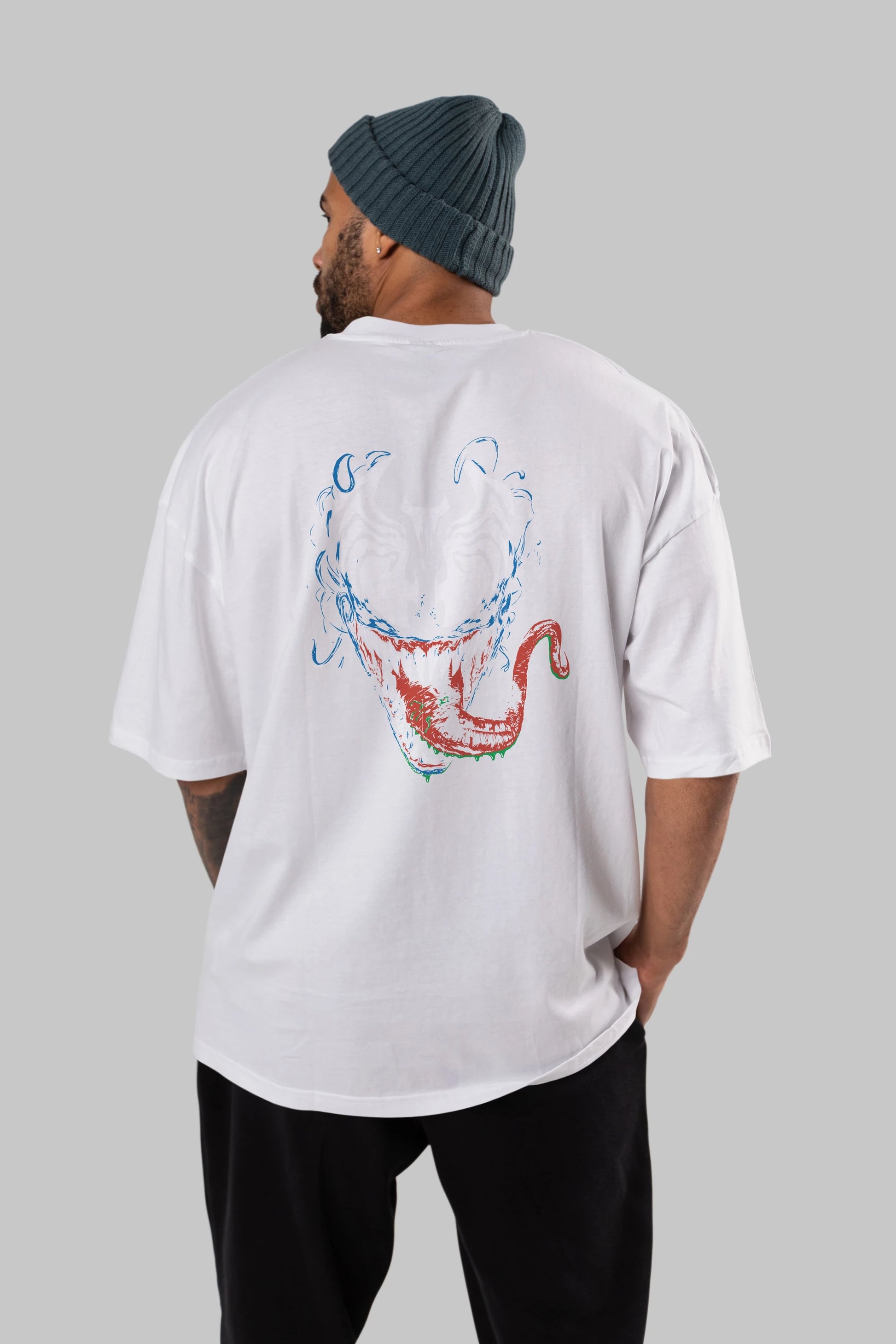 Venom (2) Arka Baskılı Oversize t-shirt Erkek Kadın Unisex %100 Pamuk Bisiklet Yaka tişort