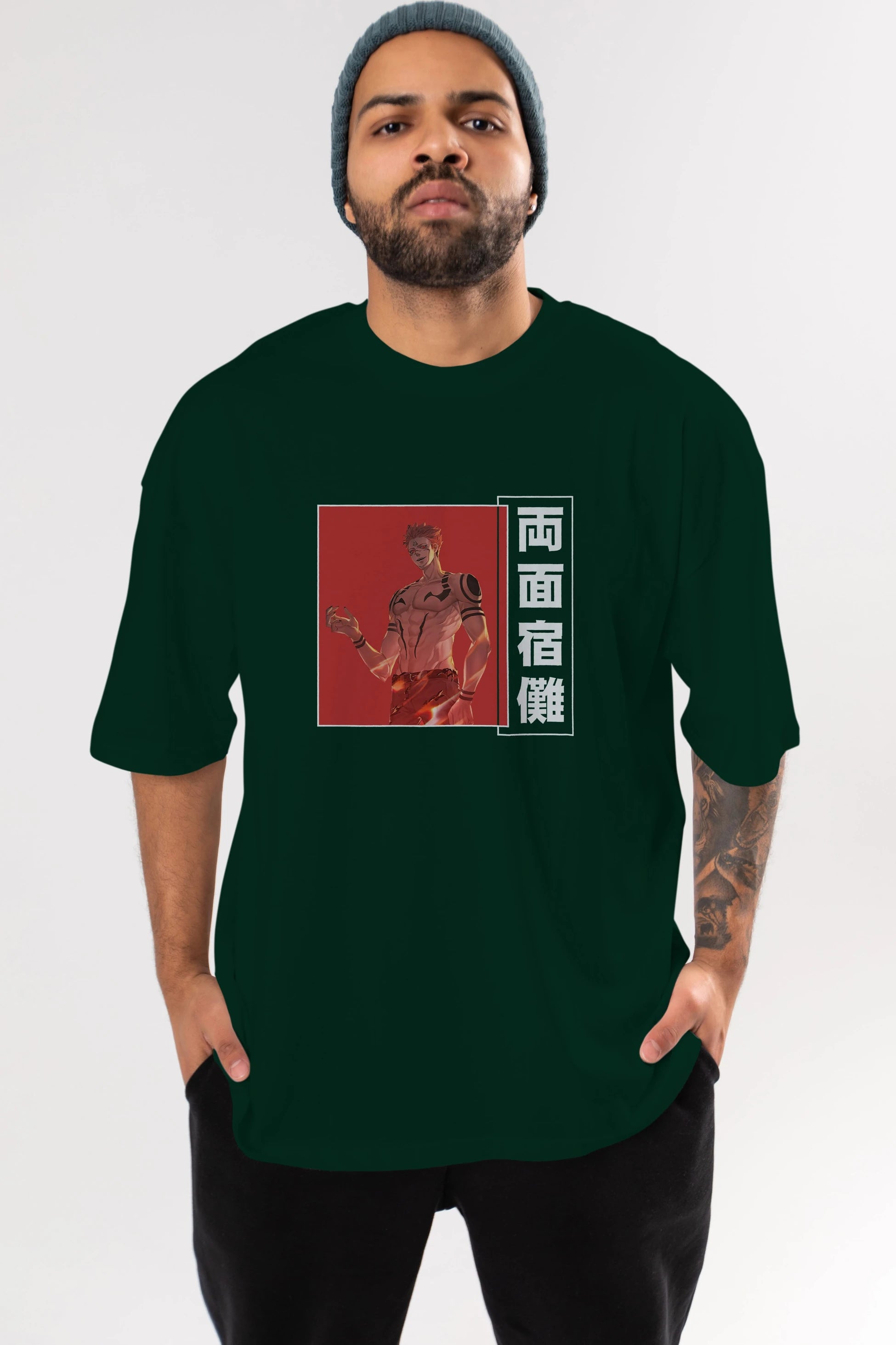 Sukuna Ryoumen 3 Anime Ön Baskılı Oversize t-shirt %100 pamuk Erkek Kadın Unisex