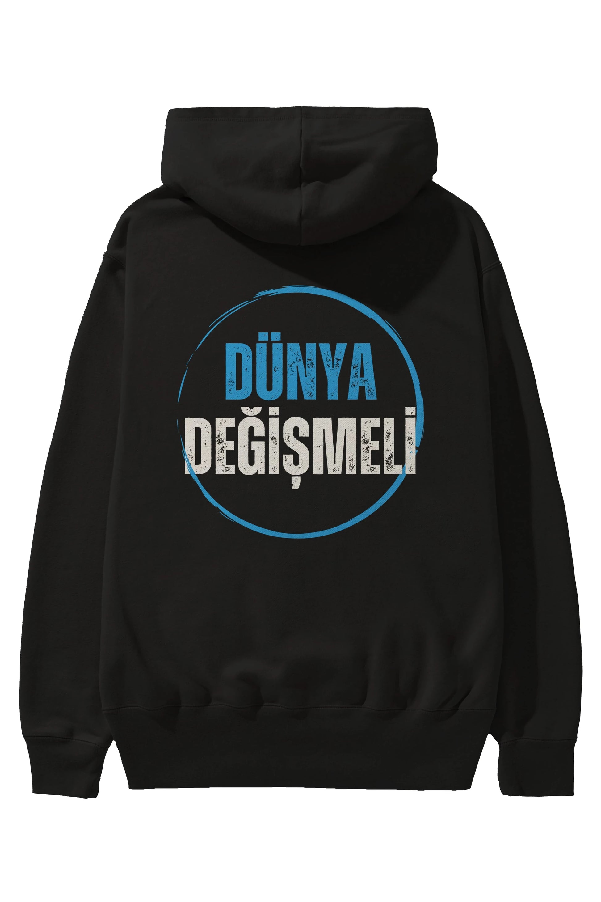 Dünya Değişmeli Yazılı Arka Baskılı Oversize Hoodie Kapüşonlu Sweatshirt Erkek Kadın Unisex
