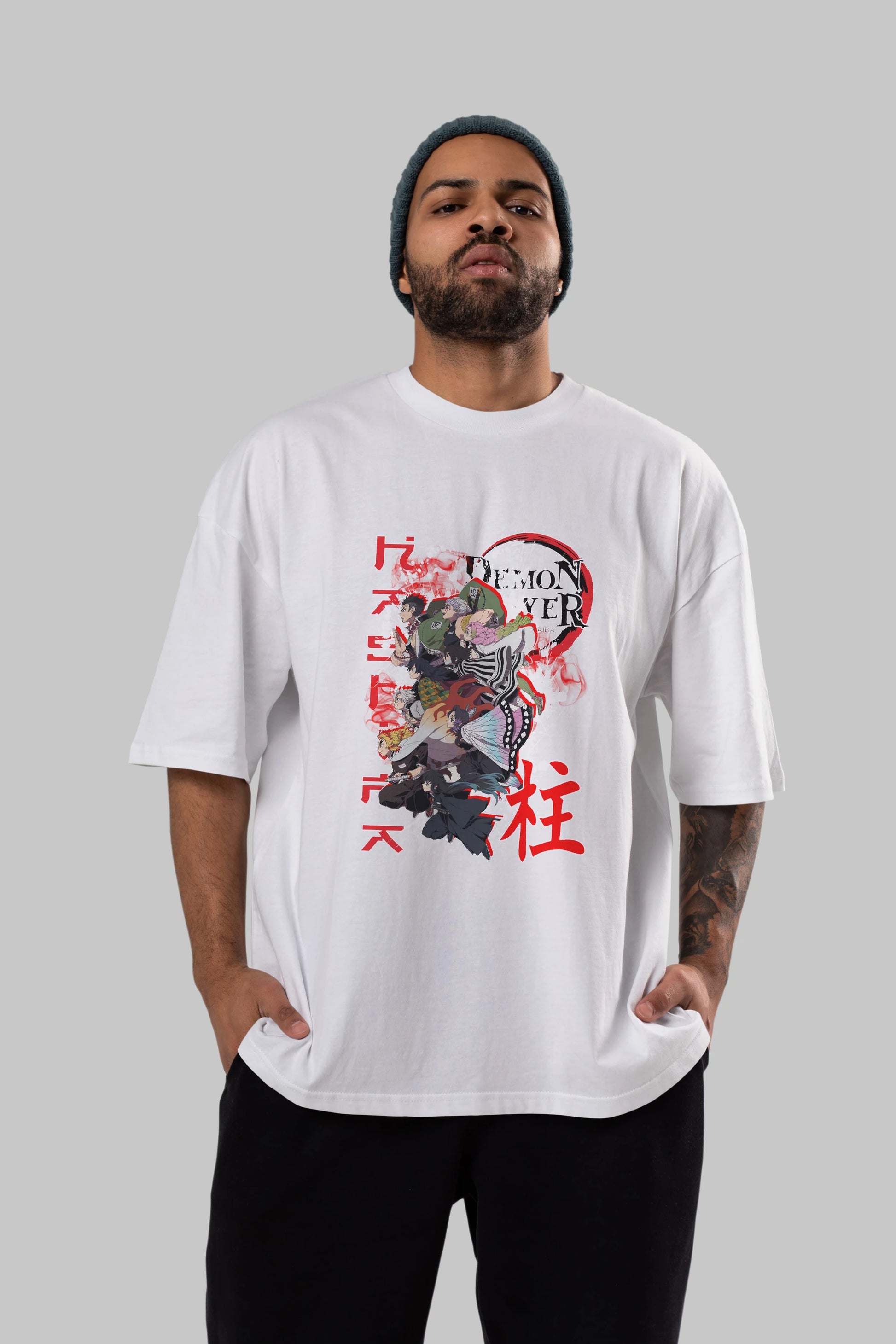 DEMON SLAYER SLAYERS Anime Ön Baskılı Oversize t-shirt %100 pamuk Erkek Kadın Unisex