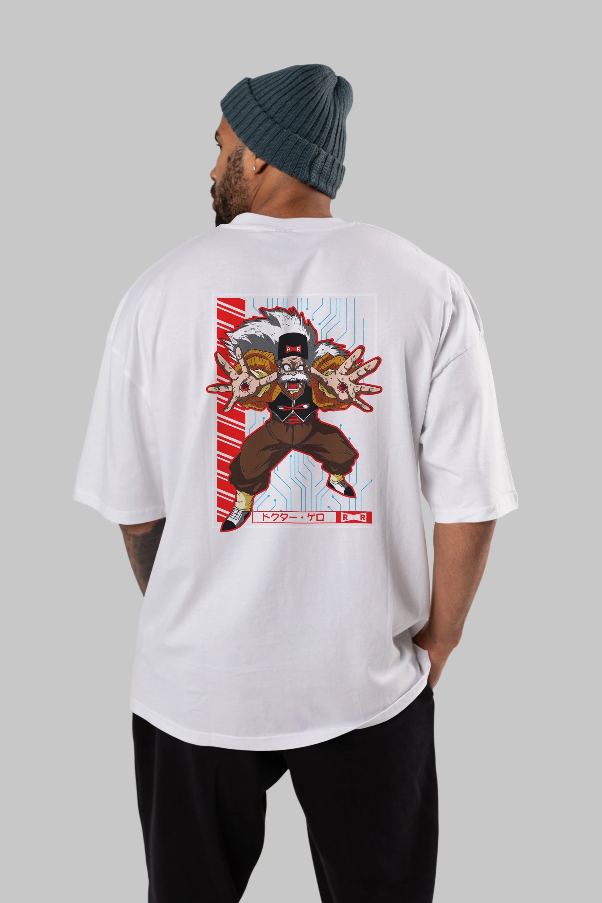 DragonBall DrMakigero Anime Arka Baskılı Oversize t-shirt Erkek Kadın Unisex