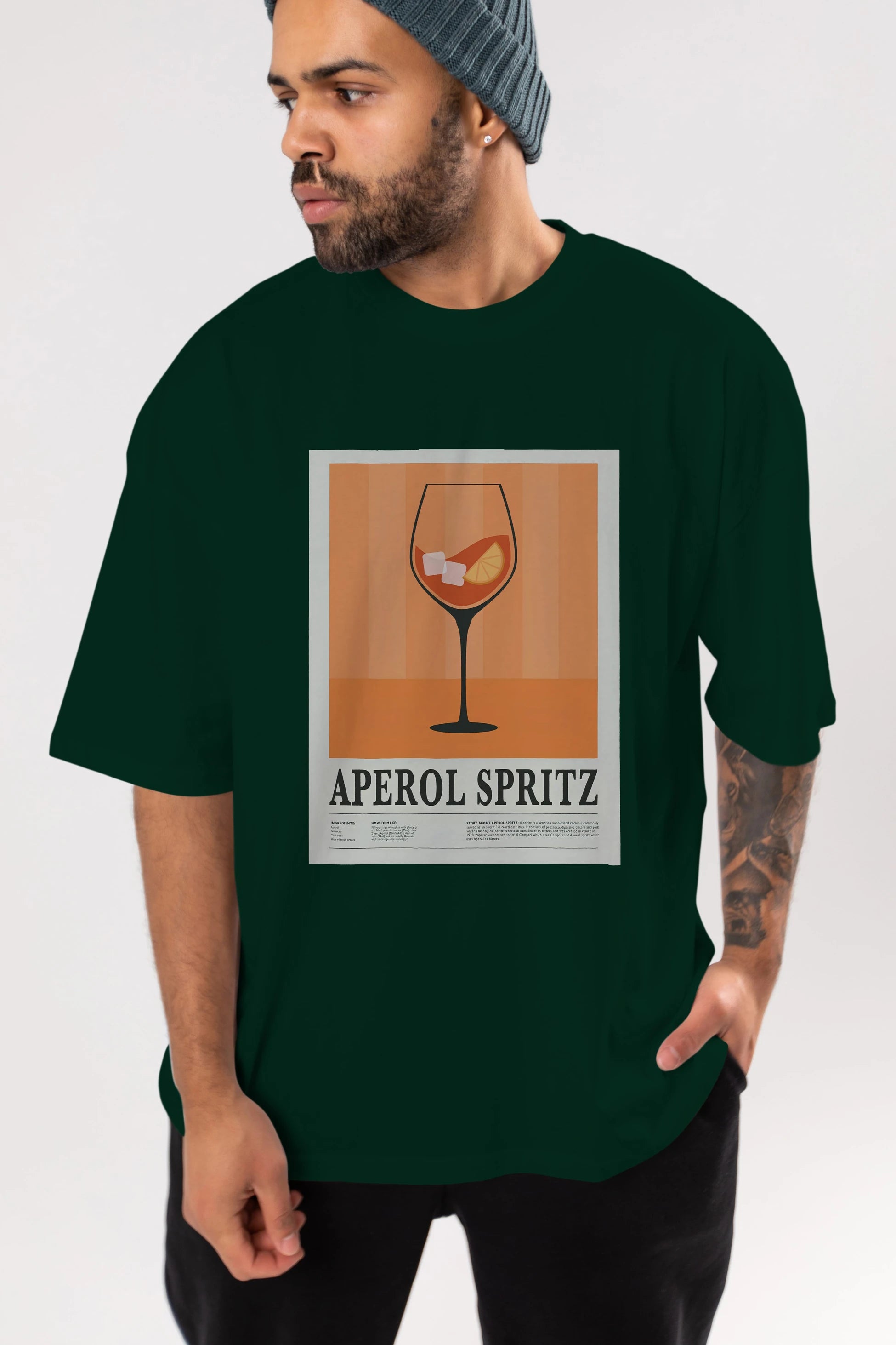 Aperol Spritz 8 Ön Baskılı Oversize t-shirt Erkek Kadın Unisex %100 Pamuk Bisiklet Yaka tişort