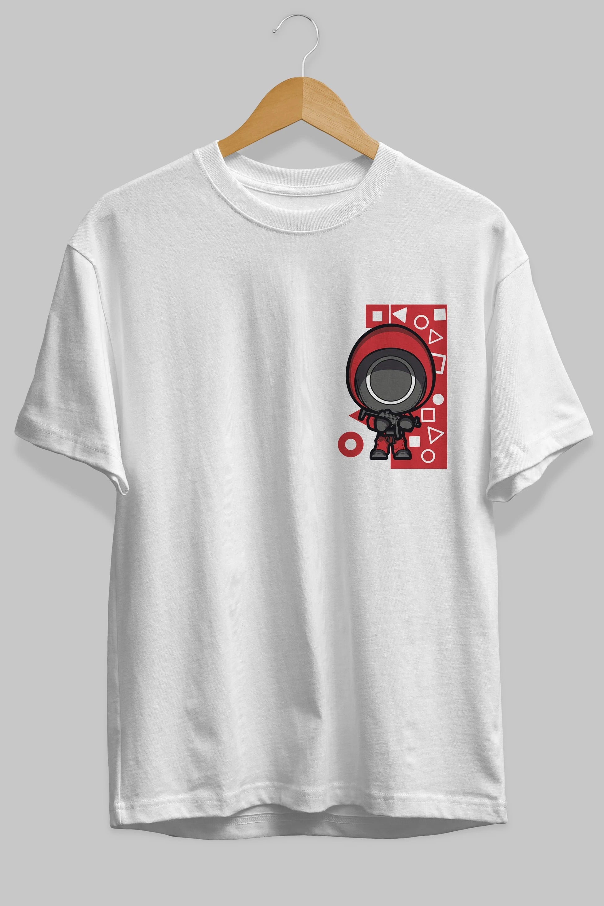 Squid Game (4) Ön Sol Baskılı Oversize t-shirt Erkek Kadın Unisex %100 Pamuk Bisiklet Yaka tişort