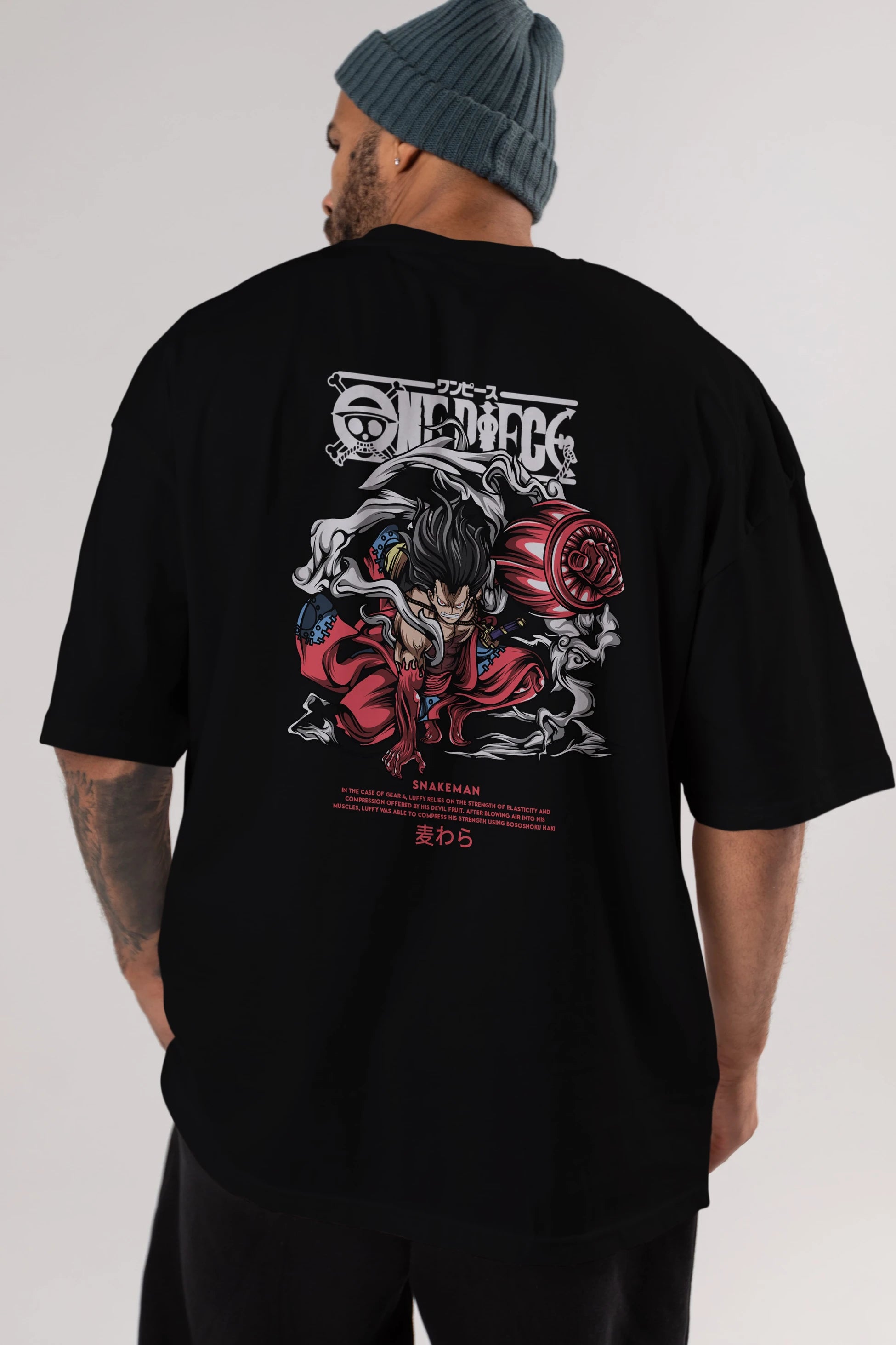 One Piece Snakeman Anime Arka Baskılı Oversize t-shirt Erkek Kadın Unisex