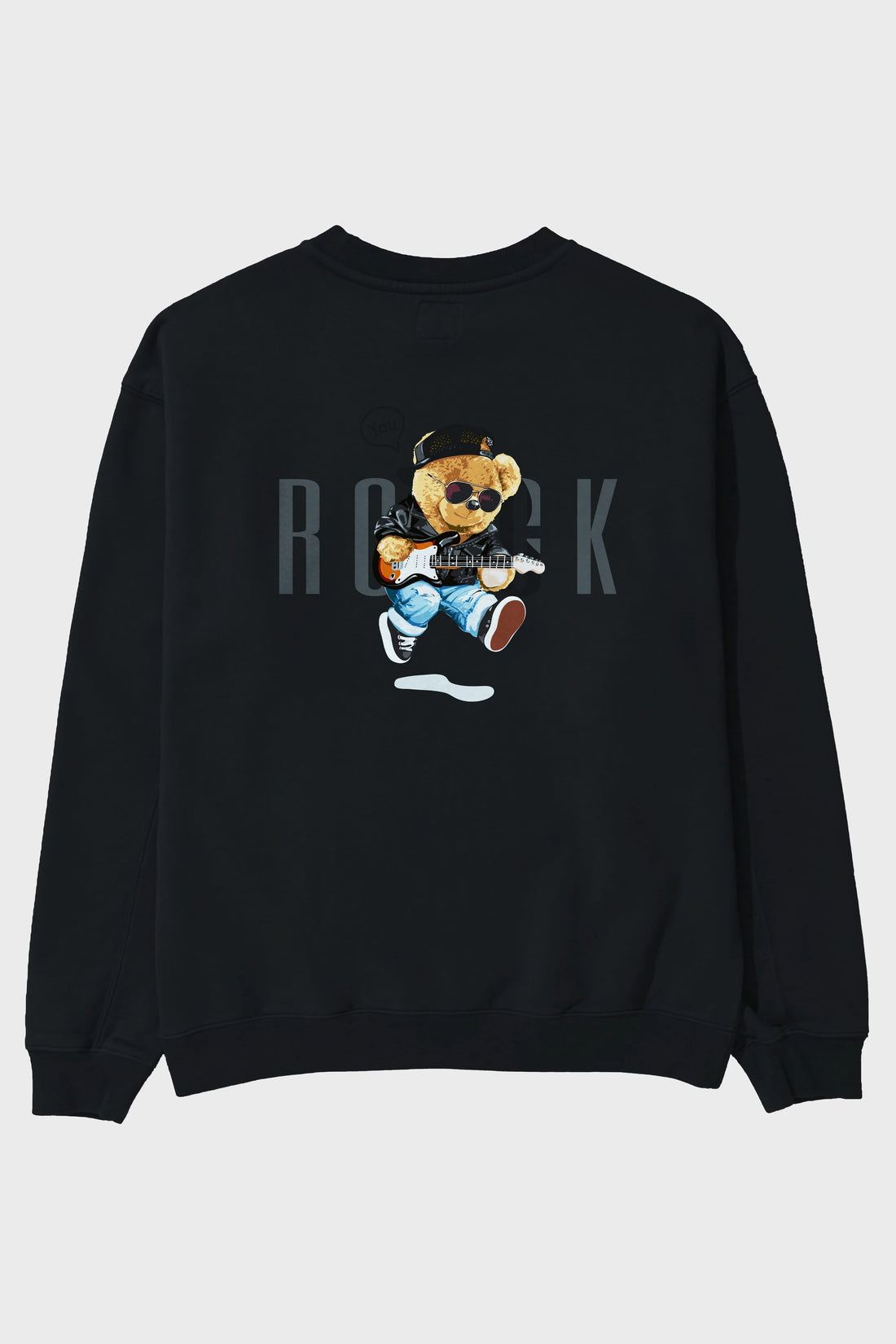 Teddy Bear Rock Arka Baskılı Oversize Sweatshirt Erkek Kadın Unisex