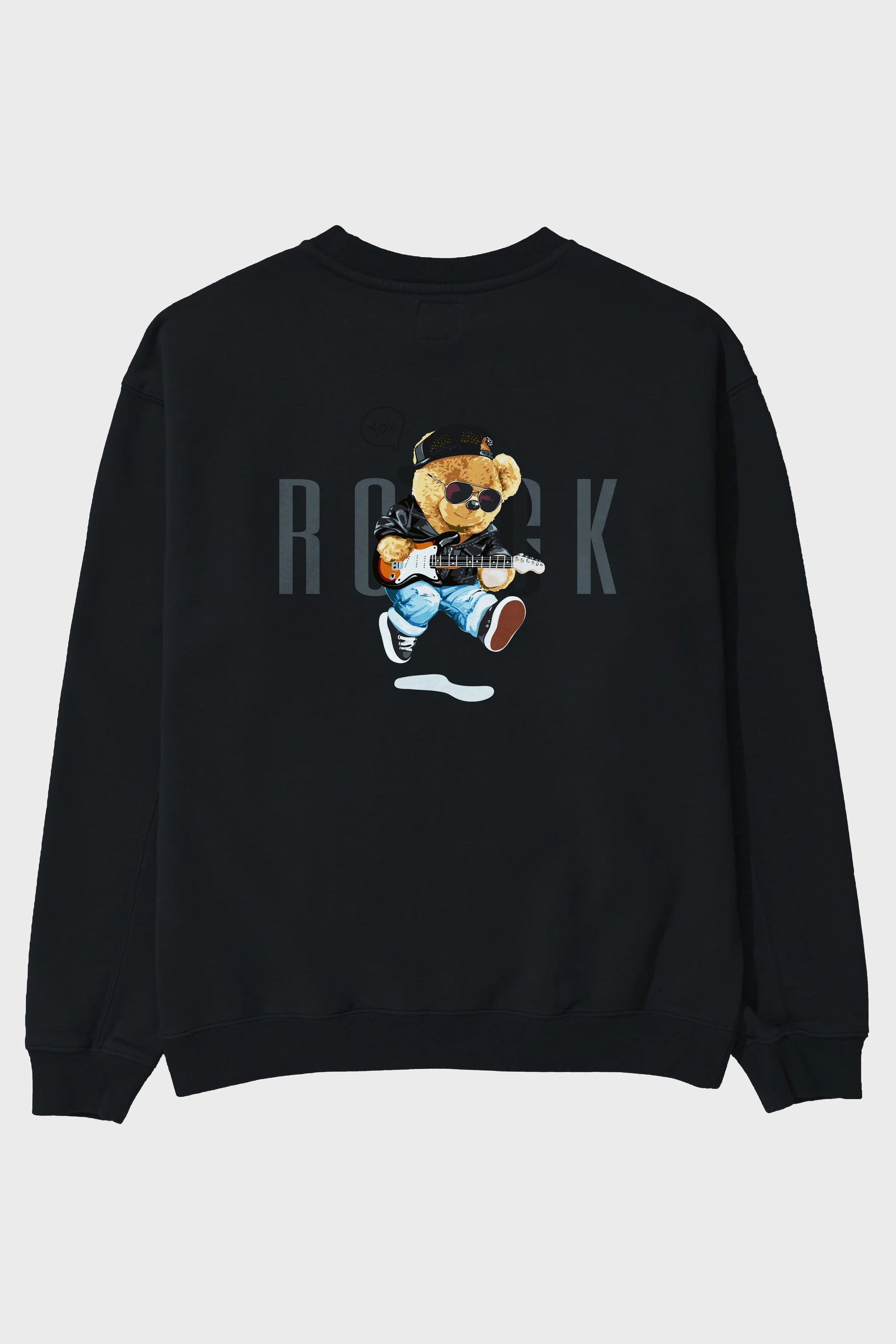 Teddy Bear Rock Arka Baskılı Oversize Sweatshirt Erkek Kadın Unisex