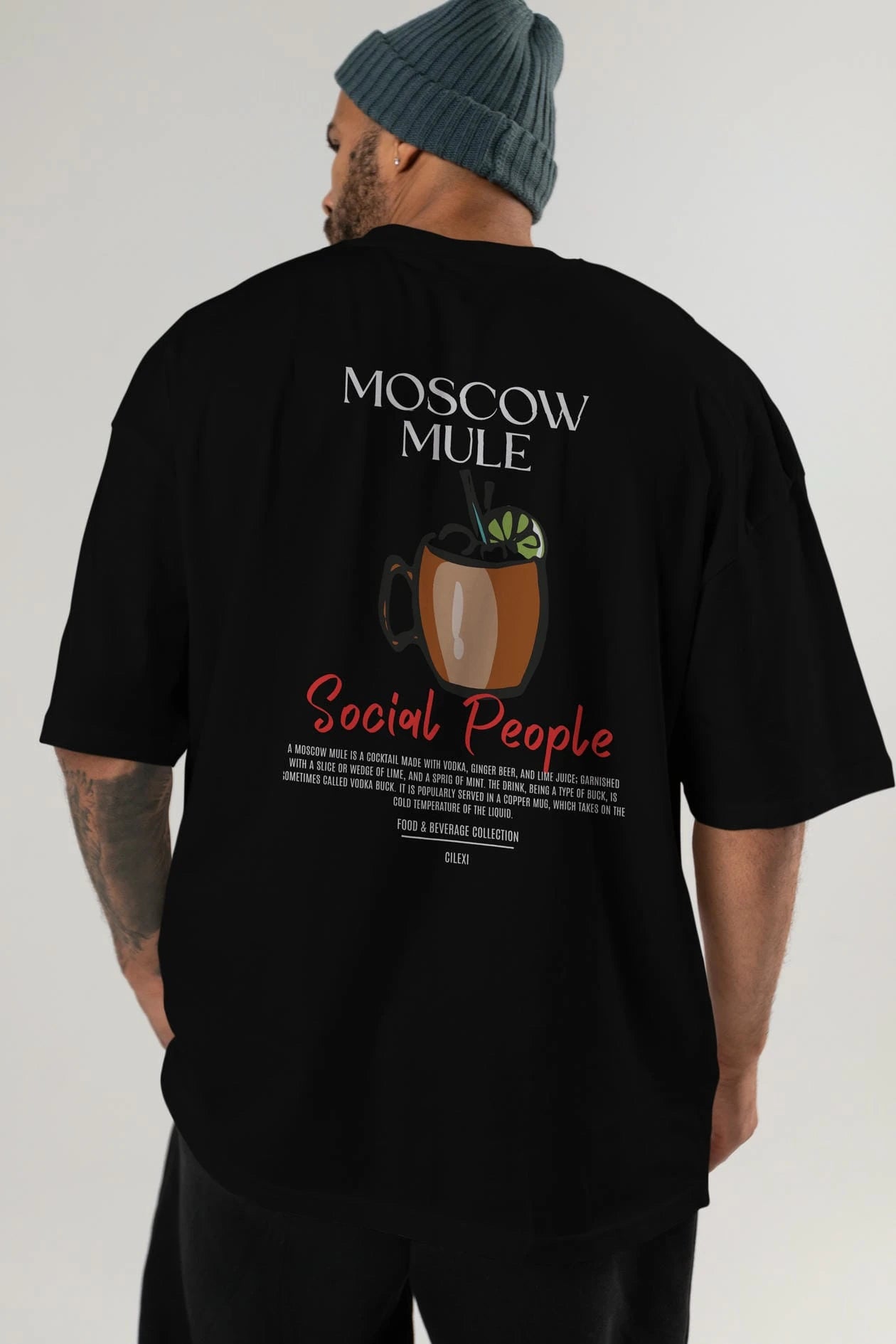 Moscow Mule Kokteyl Serisi Baskılı Oversize t-shirt Erkek Kadın Unisex %100 Pamuk Bisiklet Yaka tişort