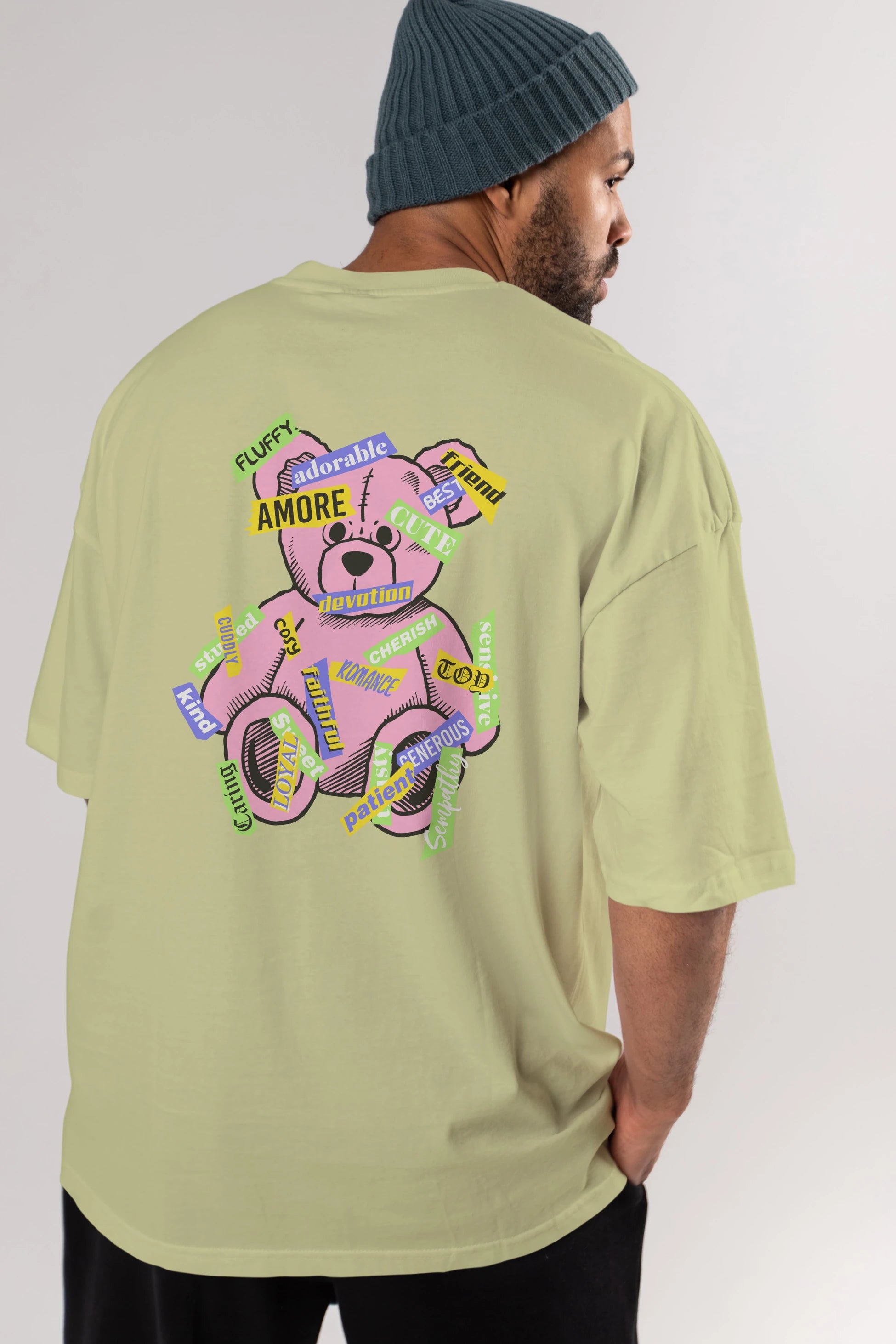 Teddy Bear Cute Arka Baskılı Oversize t-shirt Erkek Kadın Unisex