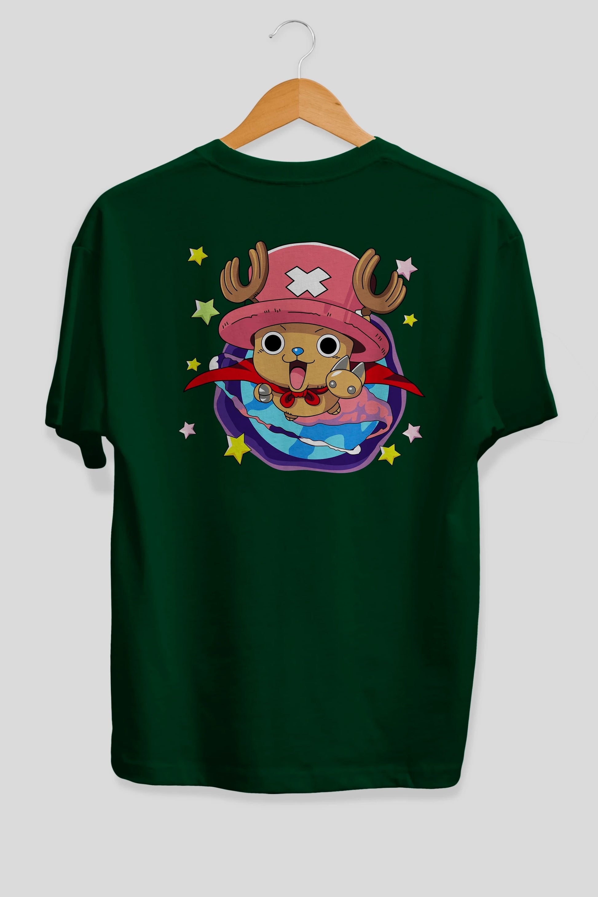 Tony Tony Chopper Anime Arka Baskılı Oversize t-shirt Erkek Kadın Unisex %100 pamuk tişort