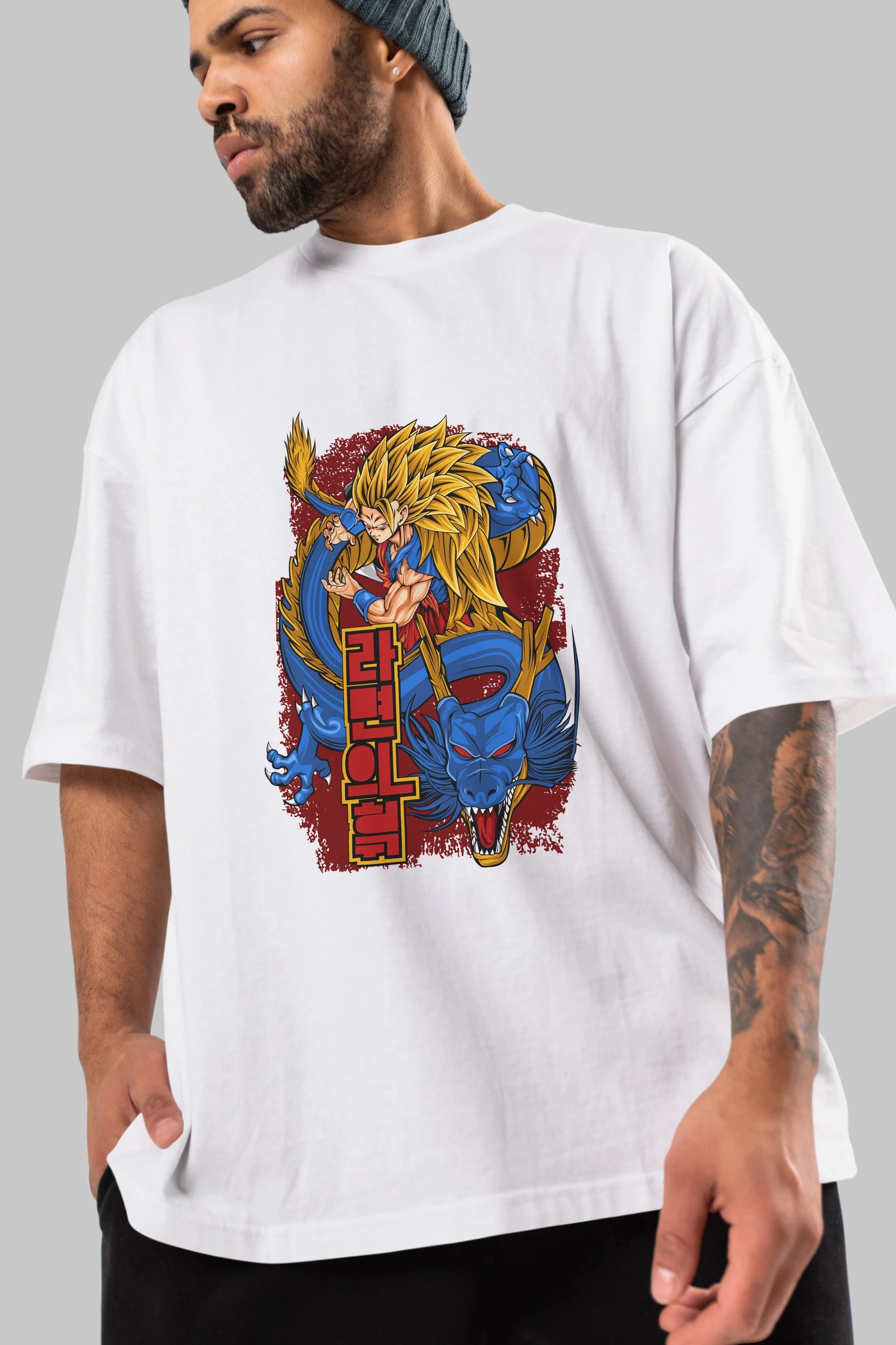 DRAGON BALL Z Anime Ön Baskılı Oversize t-shirt %100 pamuk Erkek Kadın Unisex