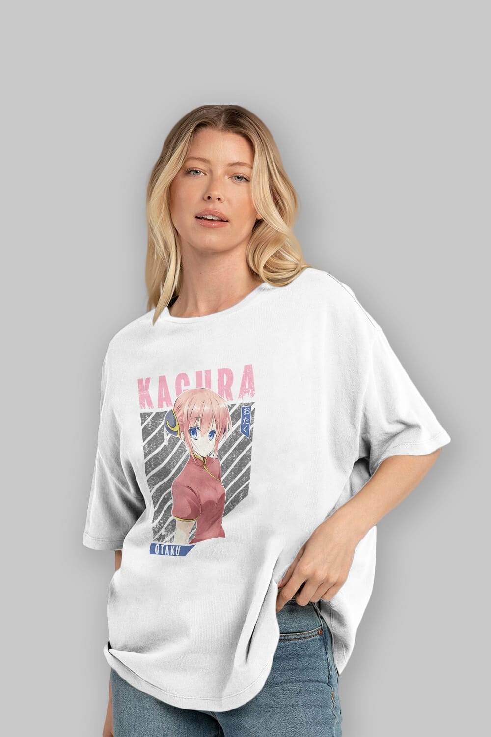 Kagura GINTAMA Anime Ön Baskılı Oversize t-shirt %100 pamuk Erkek Kadın Unisex