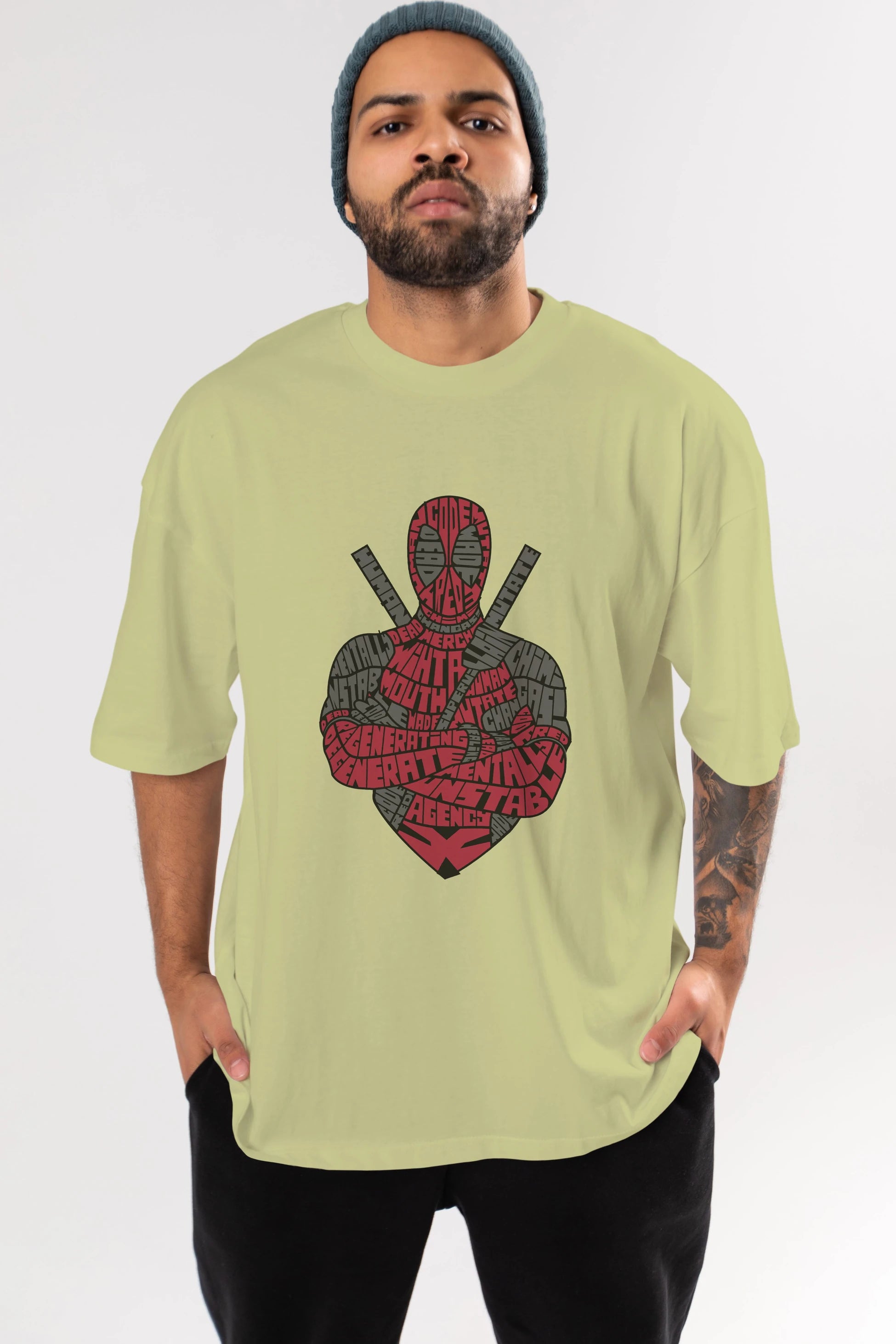 Dead Red Ön Baskılı Oversize t-shirt %100 pamuk Erkek Kadın Unisex